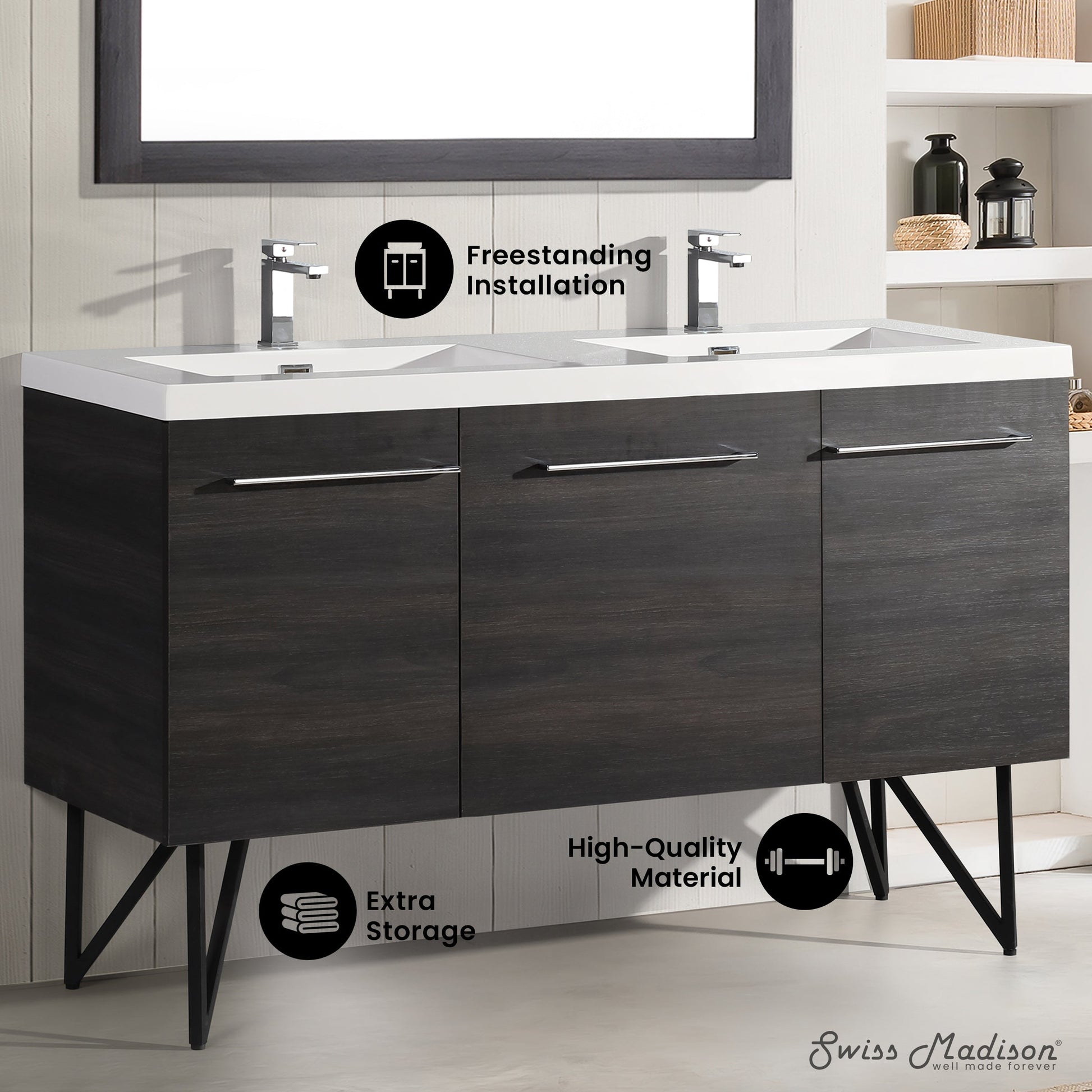 Black Walnut / White / 1-Hole