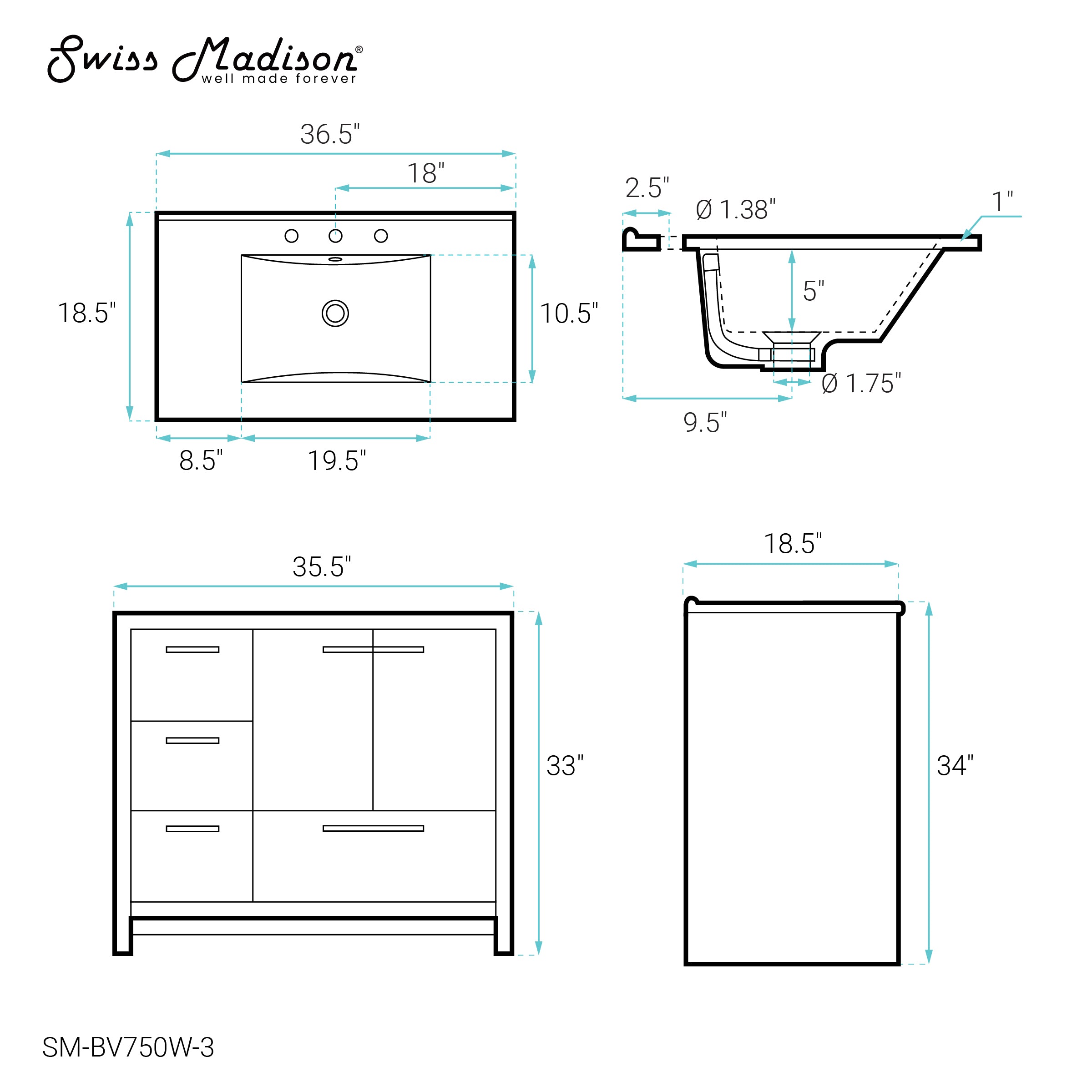 White / White / 3-Hole