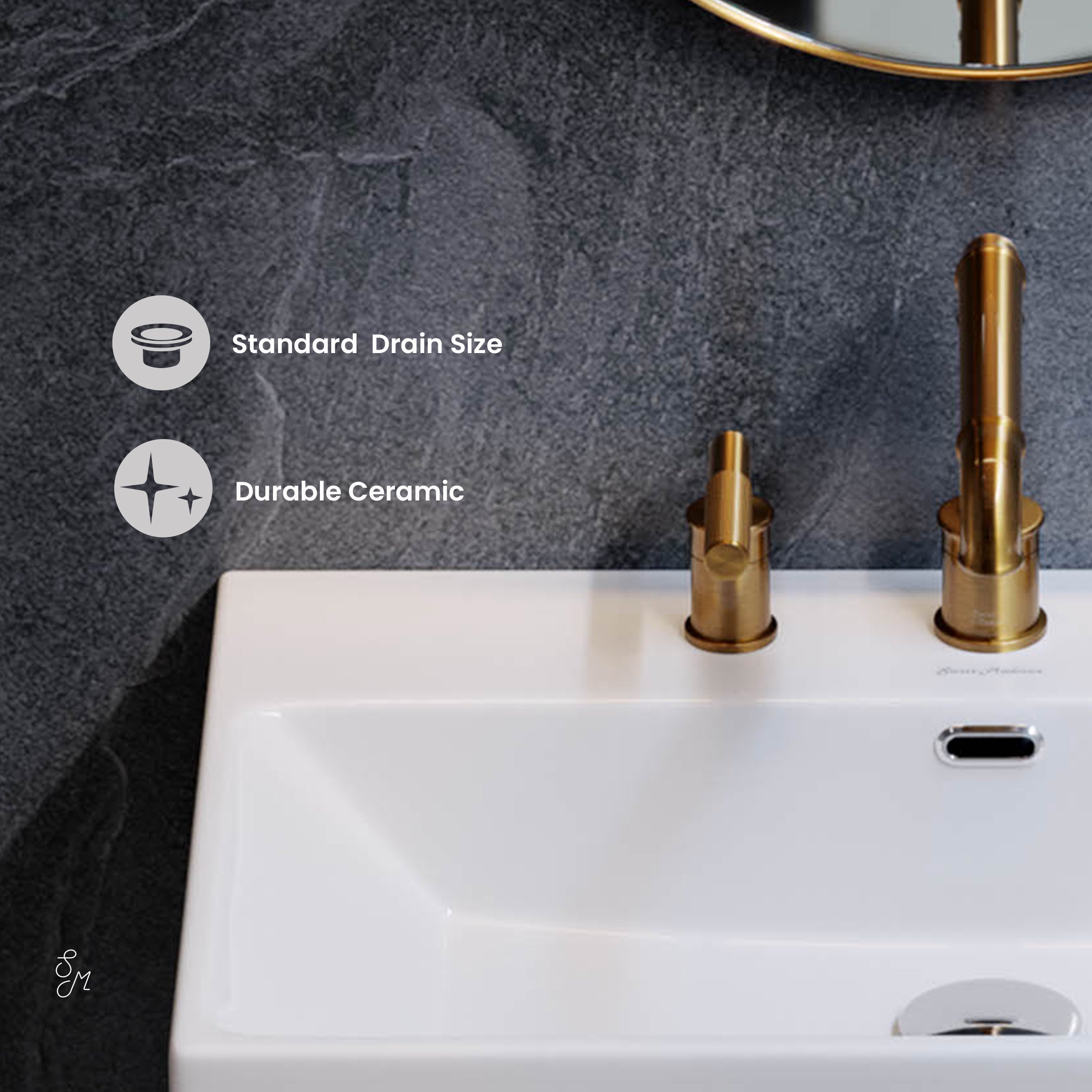 Brushed Gold / White / 3-Hole