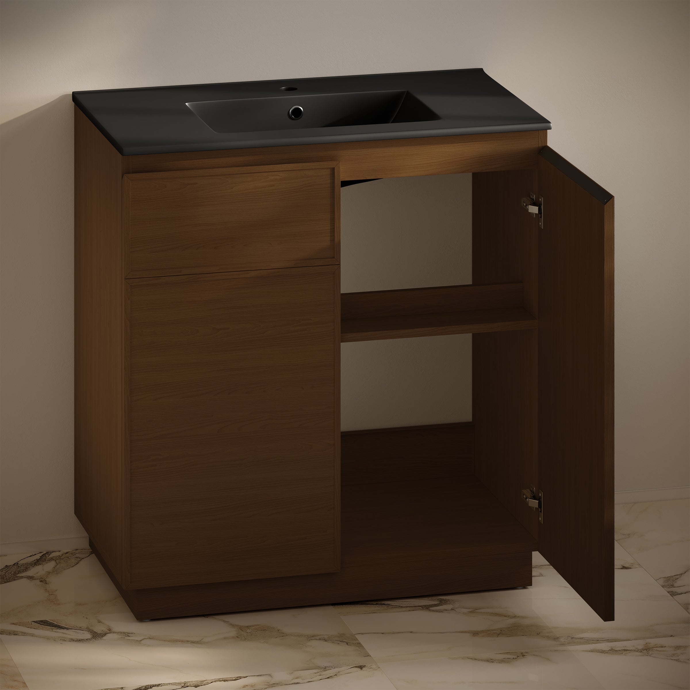 Brown Oak / Black / 1-Hole