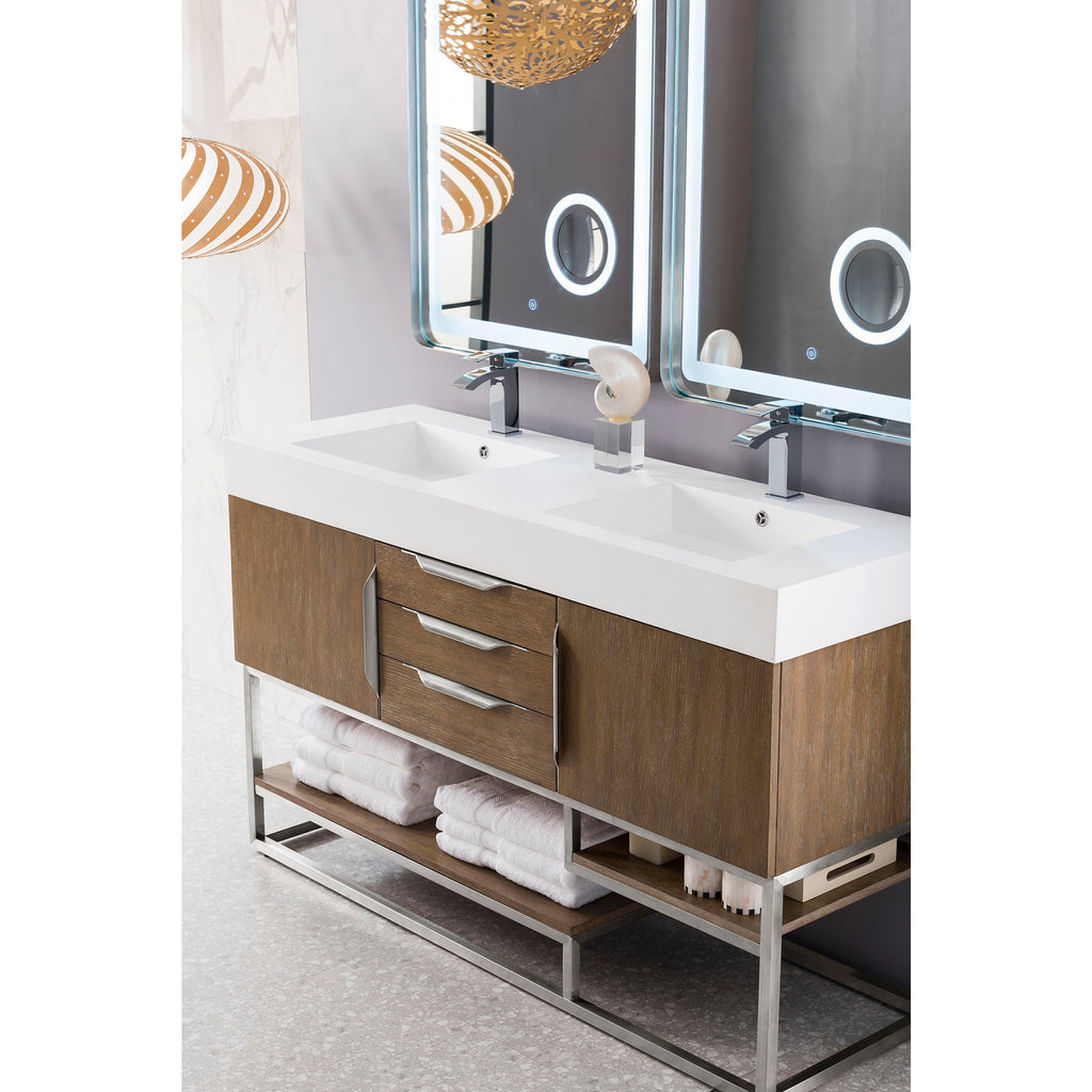 Latte Oak / Brushed Nickel / Glossy White - 1 Faucet Hole