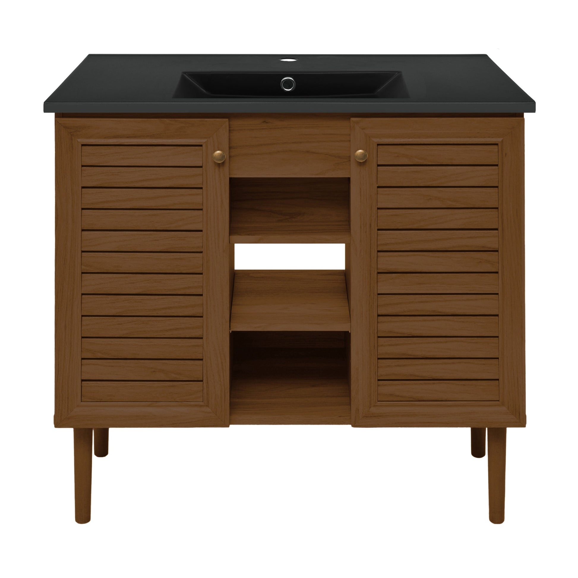 Brown Oak / Black / 1-Hole