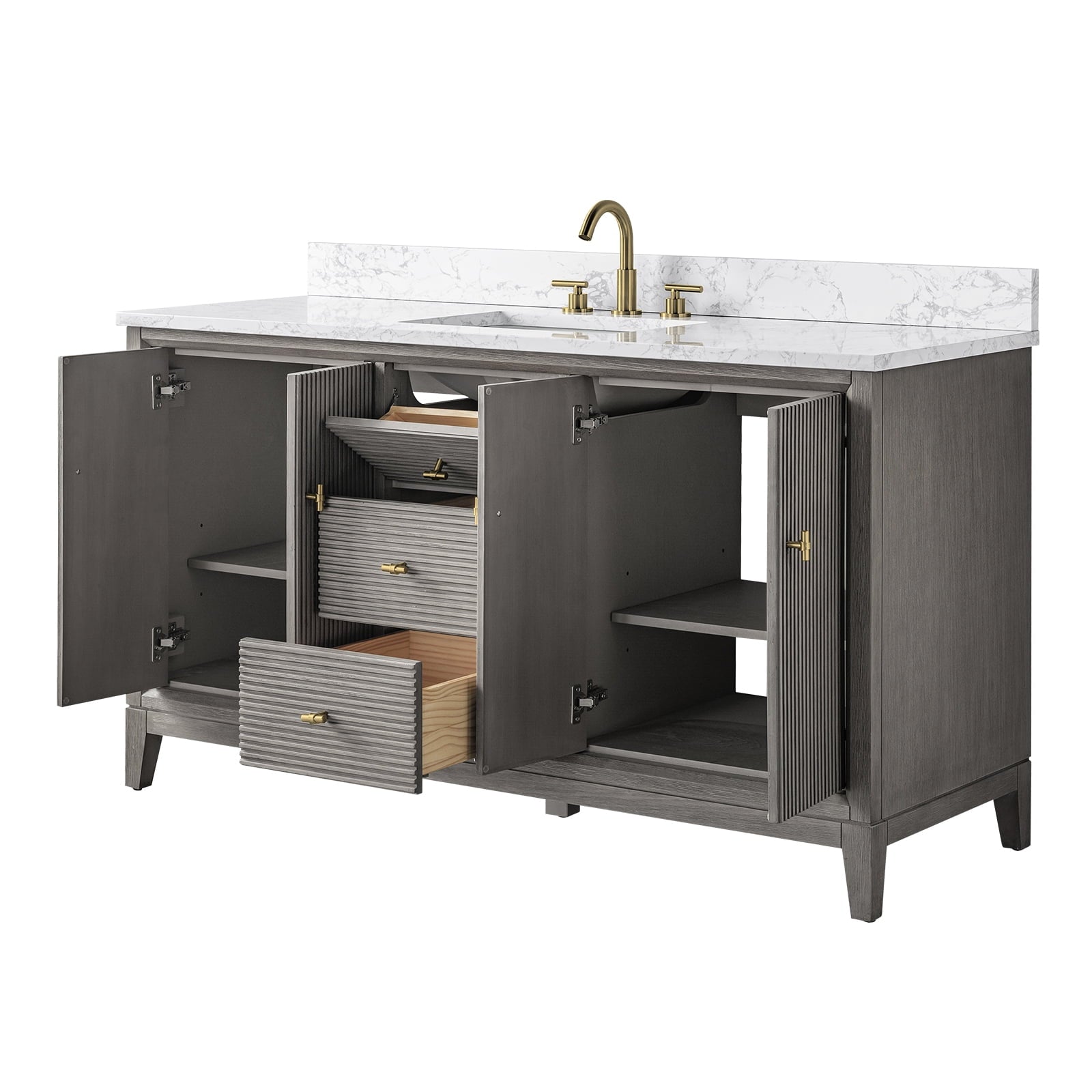 Linear Driftwood Gray / Golden Brushed
