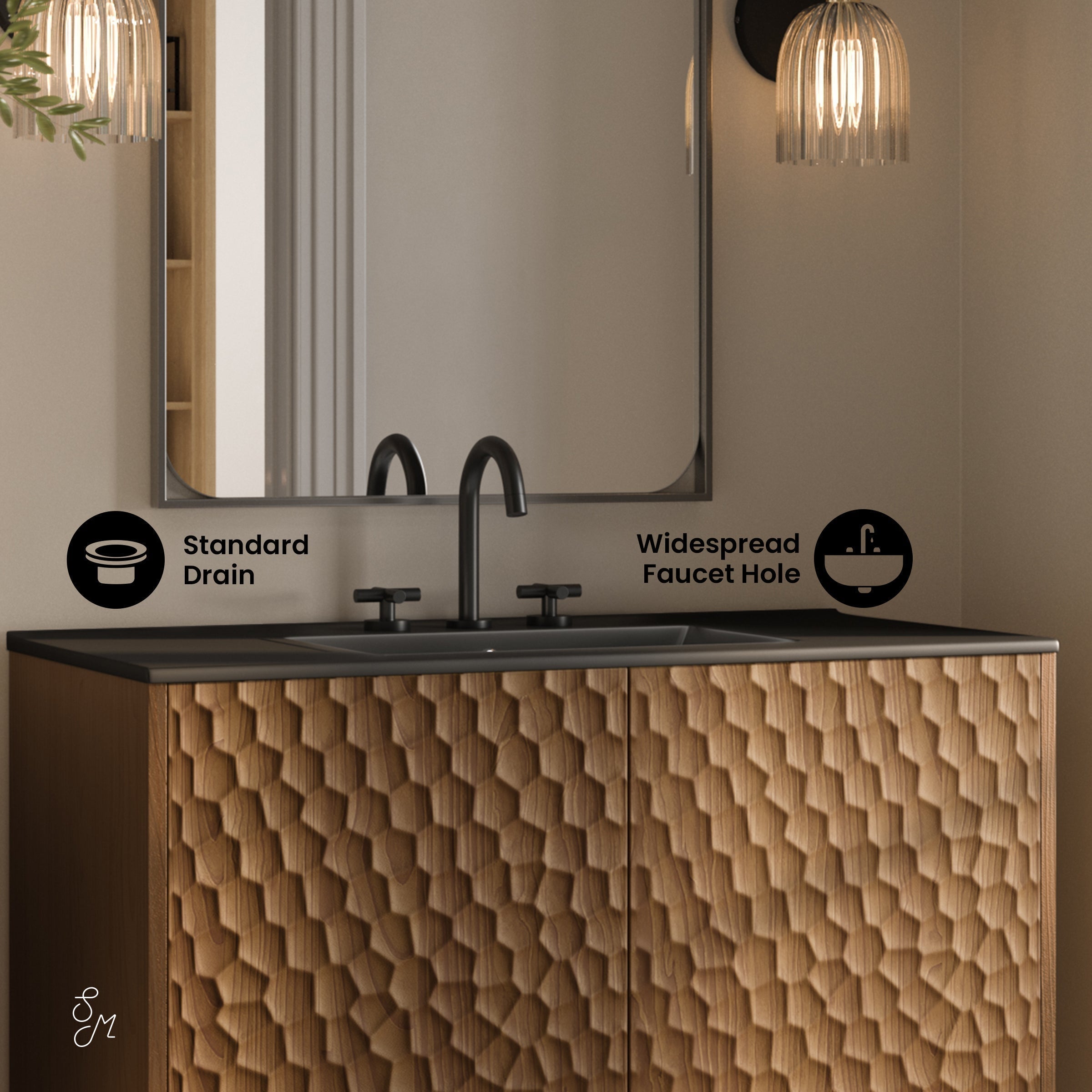 Brown Oak / Matte Black / 3-Hole