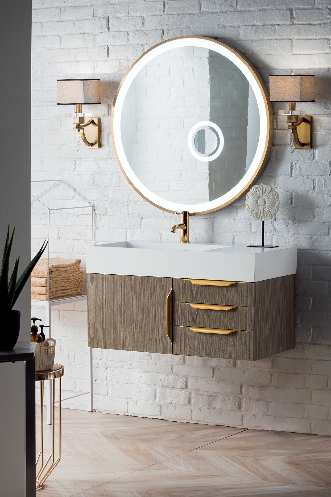 Ash Gray / Radiant Gold / Glossy White - 1 Faucet Hole