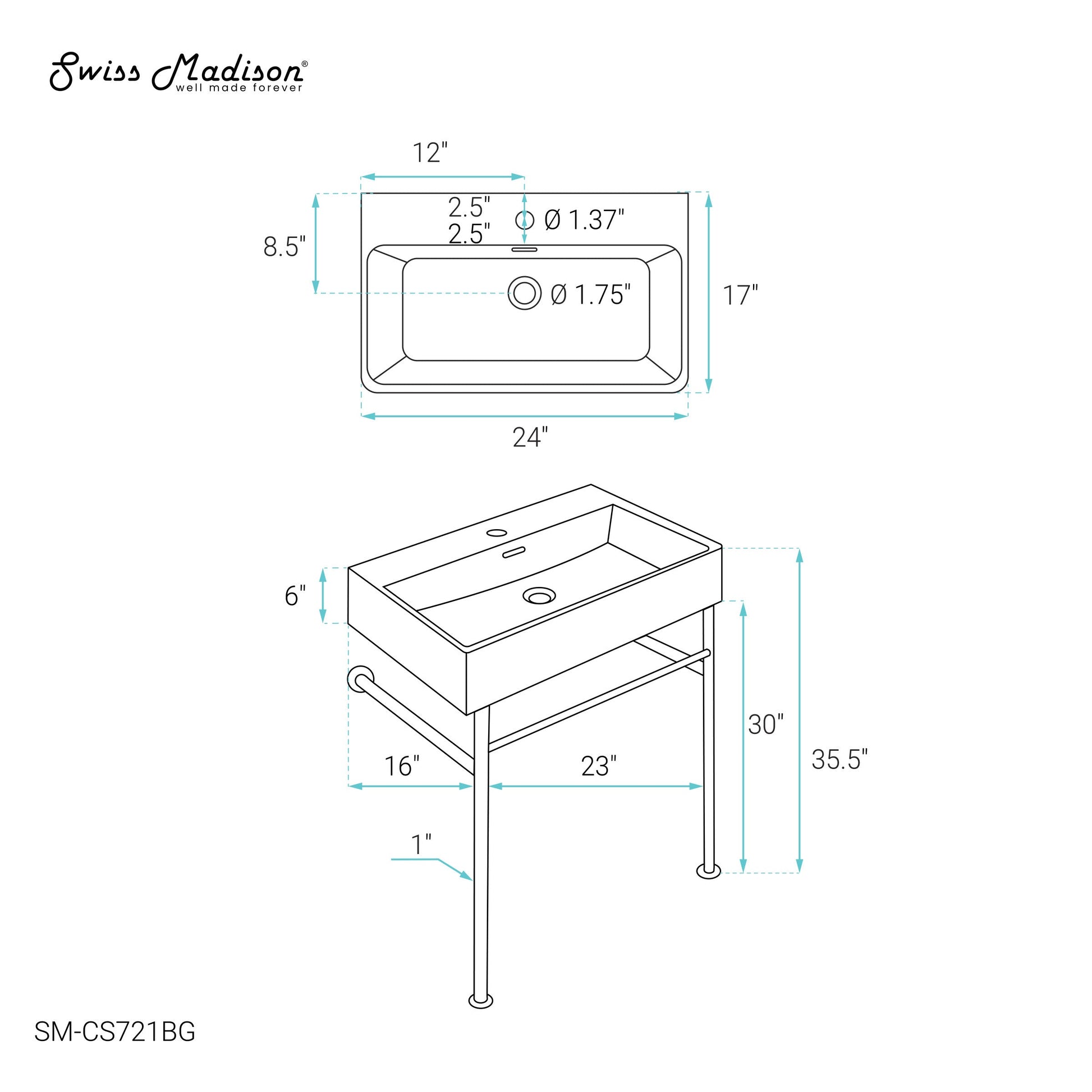 Brushed Gold / White / 1-Hole