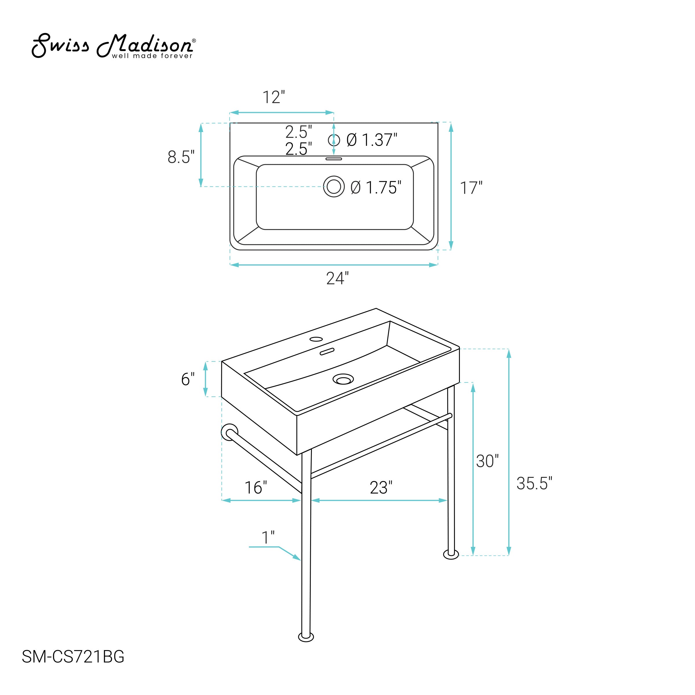 Brushed Gold / White / 1-Hole