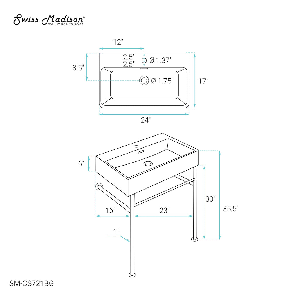 Brushed Gold / White / 1-Hole