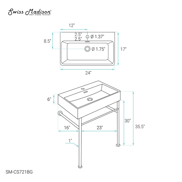 Brushed Gold / White / 1-Hole