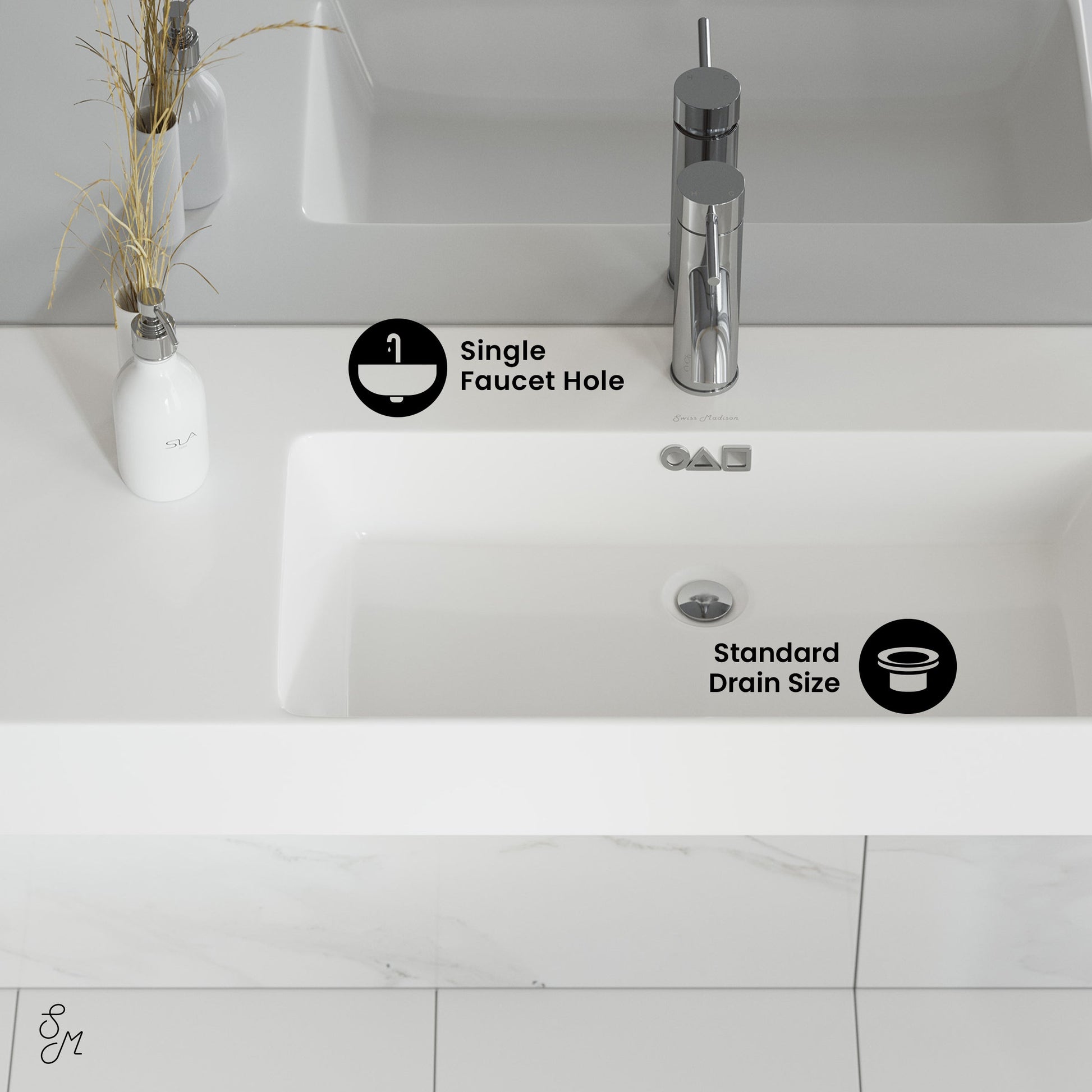 Glossy White / 1 Faucet Hole - Right