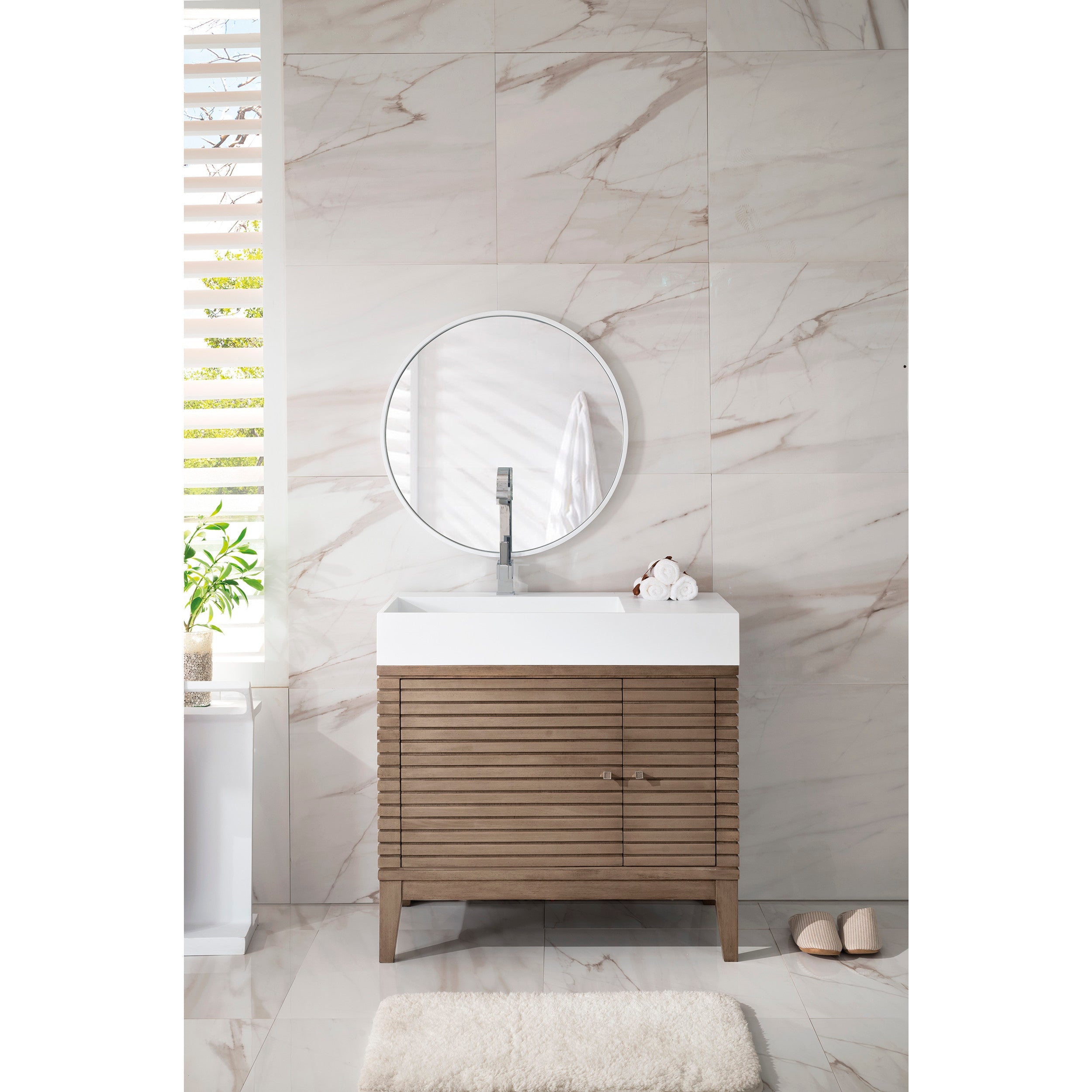 Whitewashed Walnut / Glossy White - 1 Faucet Hole