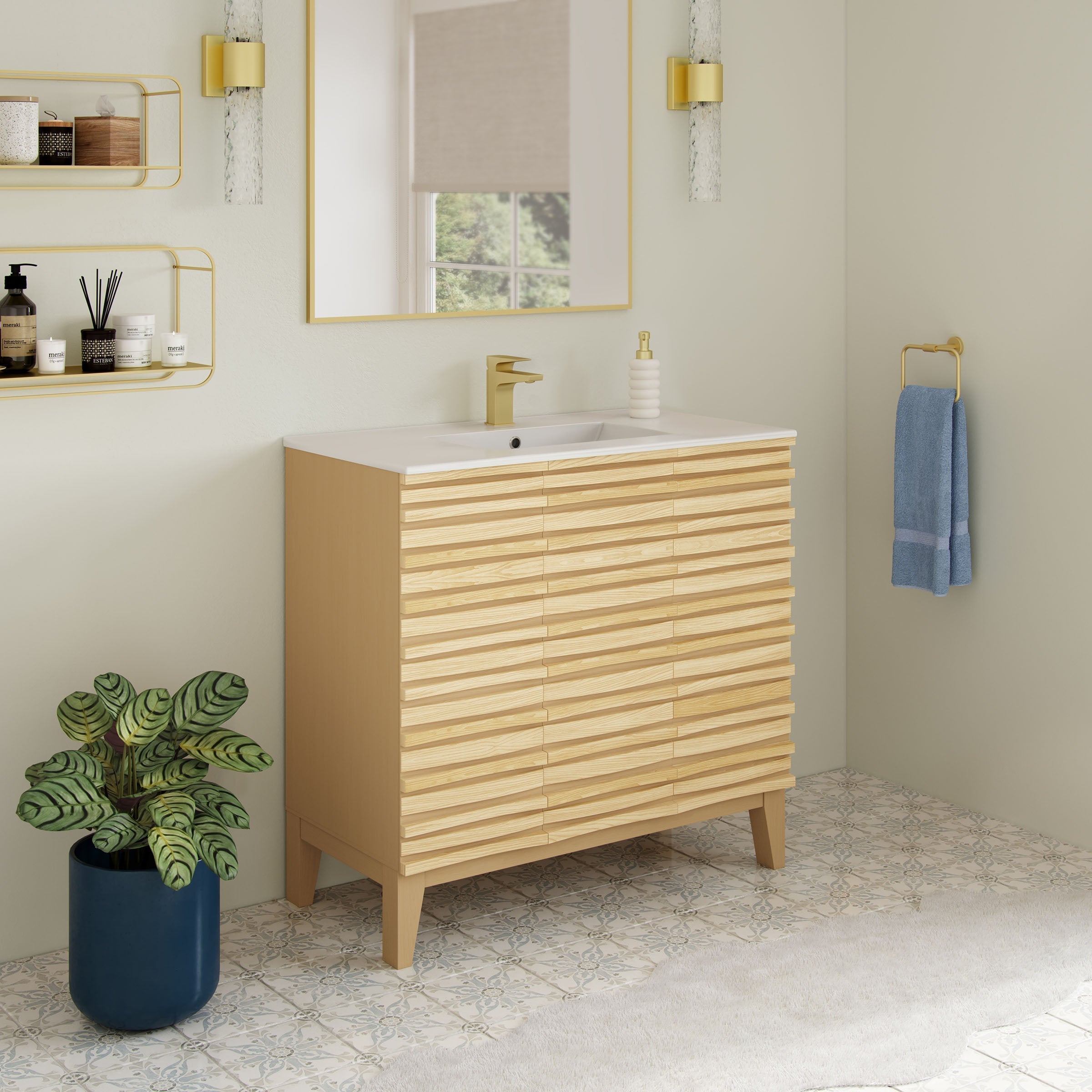 Natural Oak / White / 1-Hole