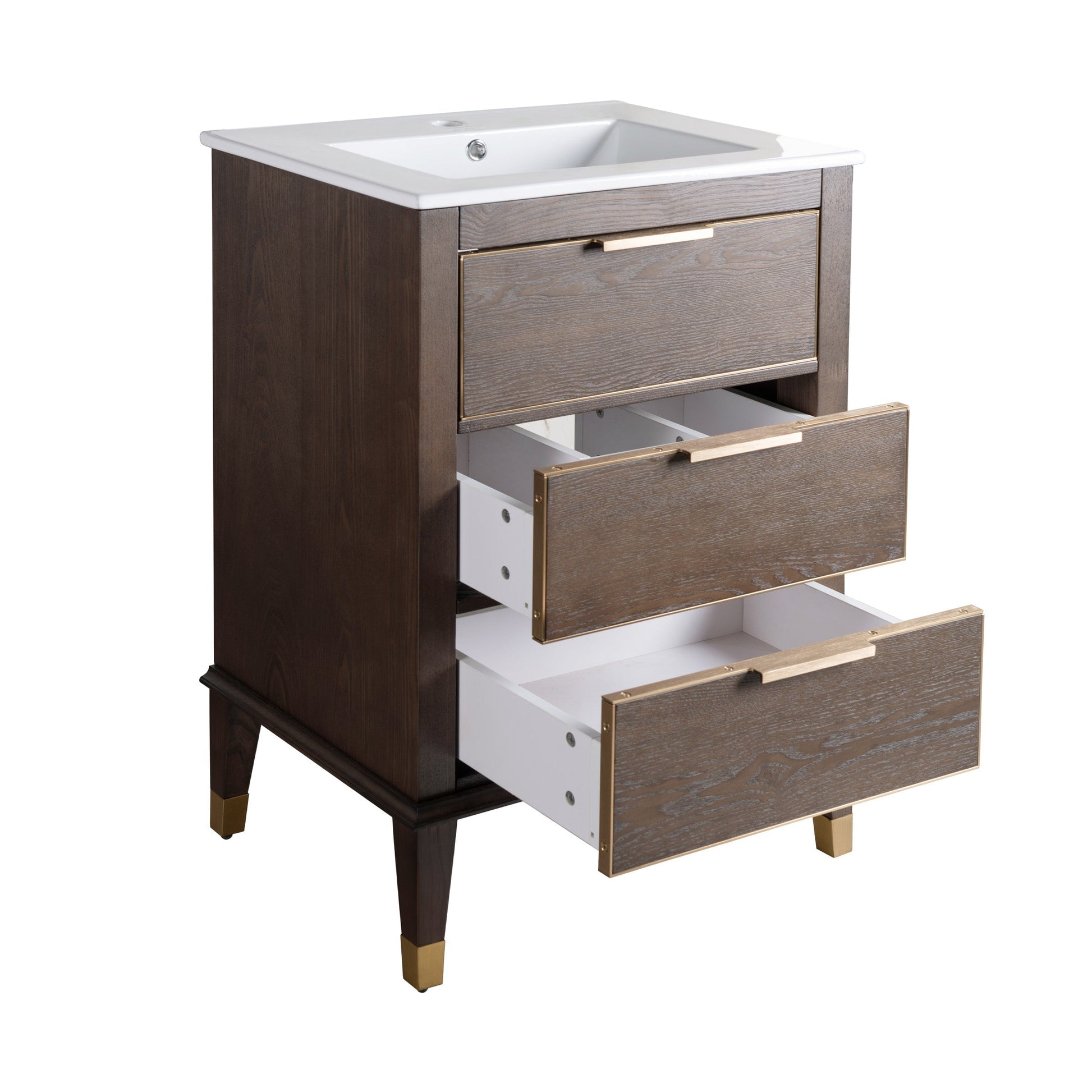 Brown Oak / White / 1-Hole