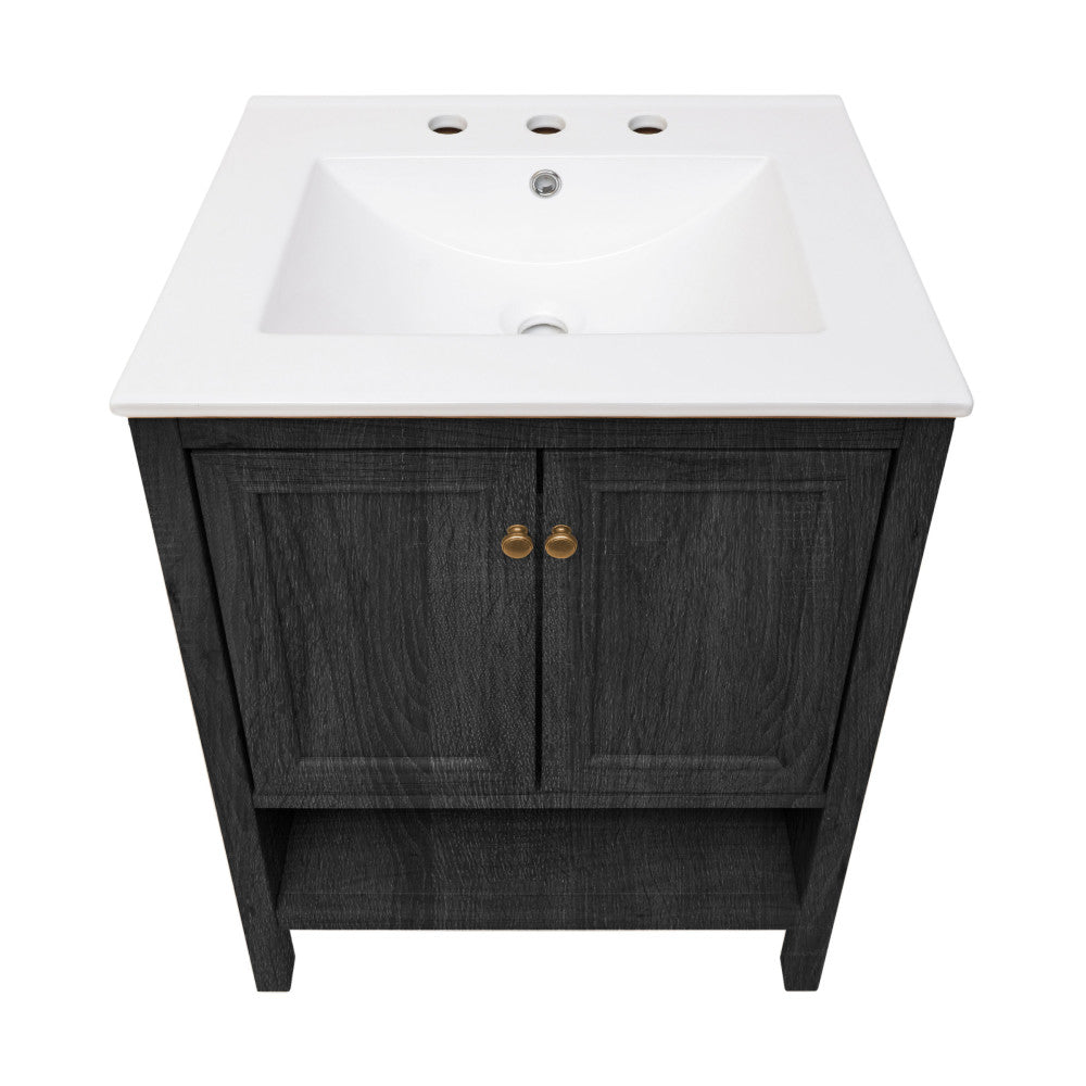 Black Oak / White / 3-Hole Wide