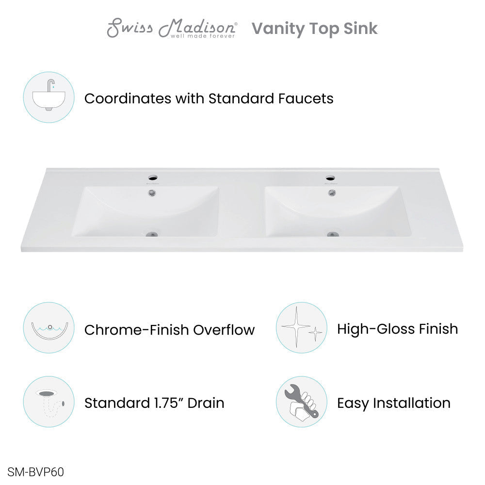 Glossy White / 1-Hole / Center