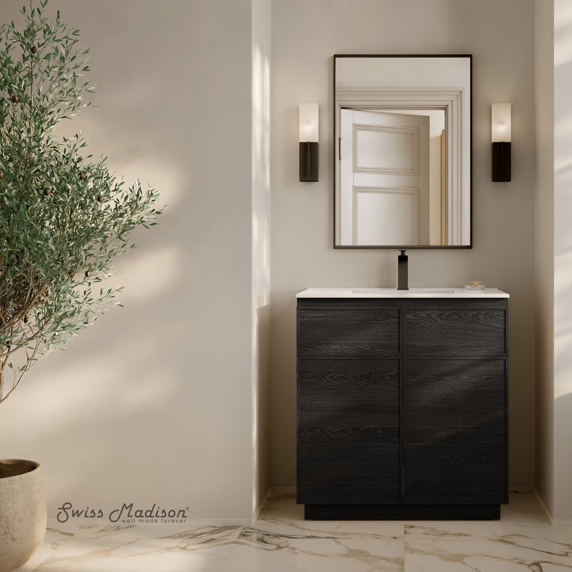 Black Oak / White / 1-Hole
