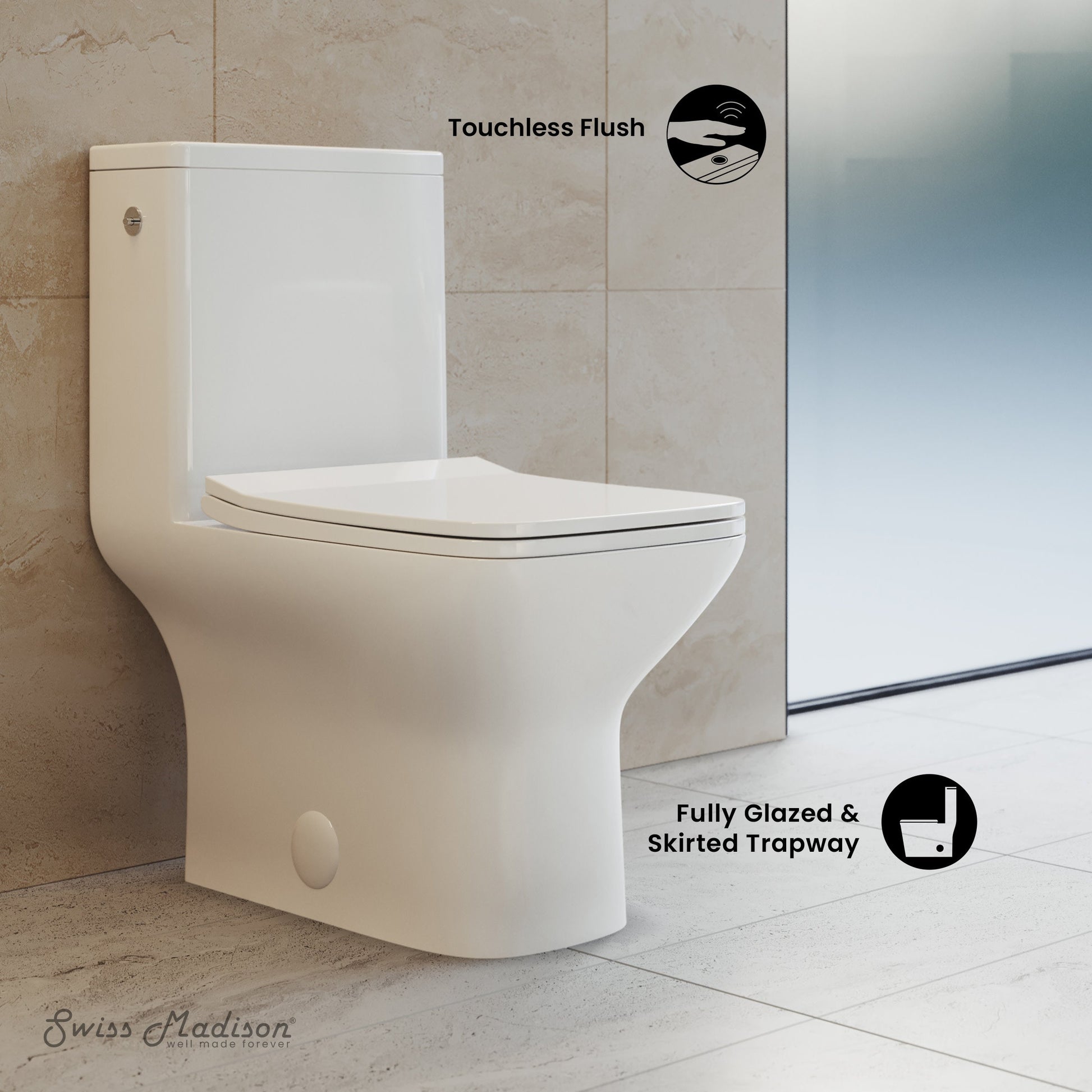 Glossy White / Dual Touchless - Left / Chrome