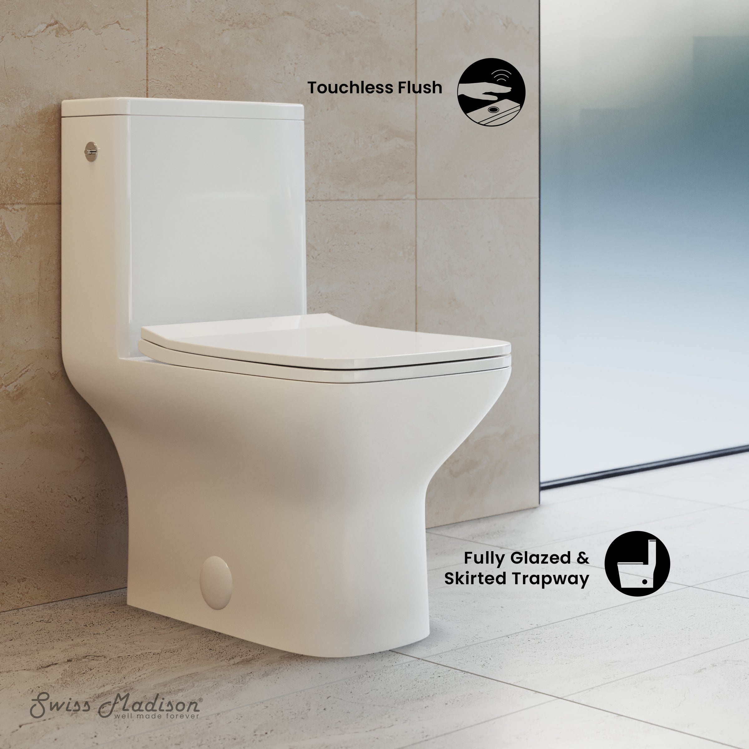 Glossy White / Dual Touchless - Left / Chrome