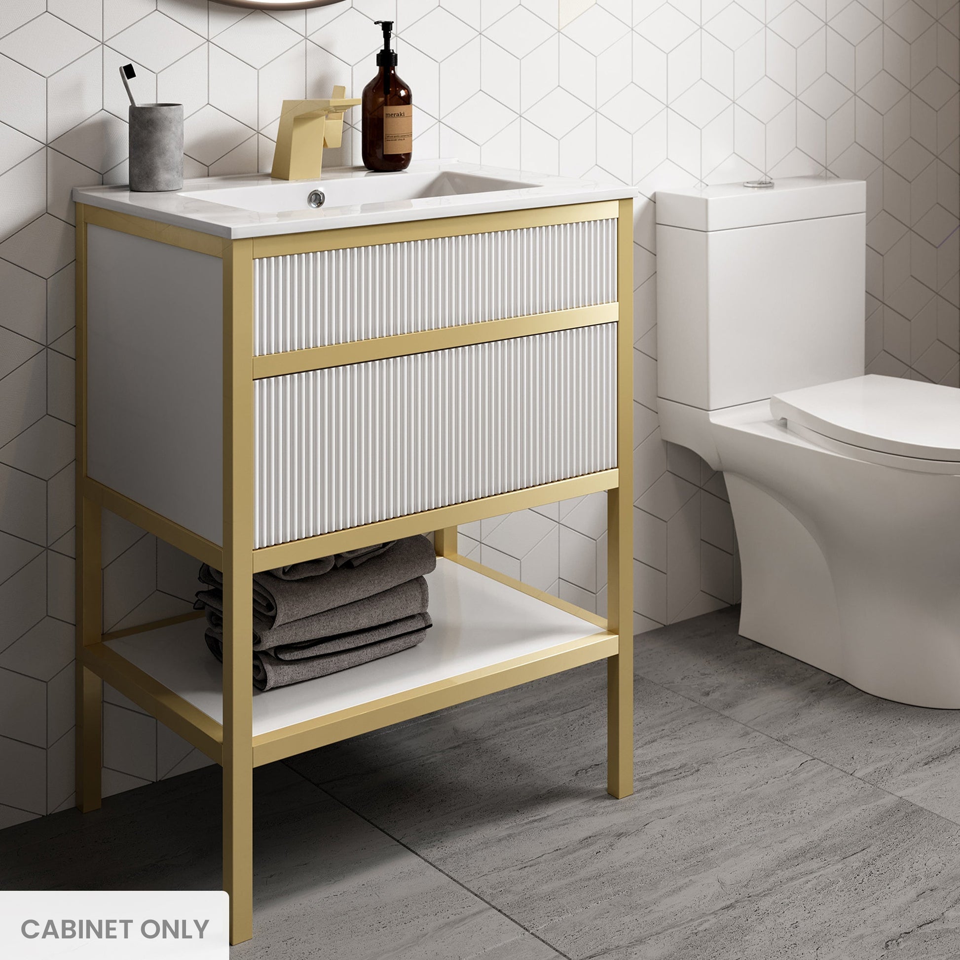 White and Gold / White / 1-Hole