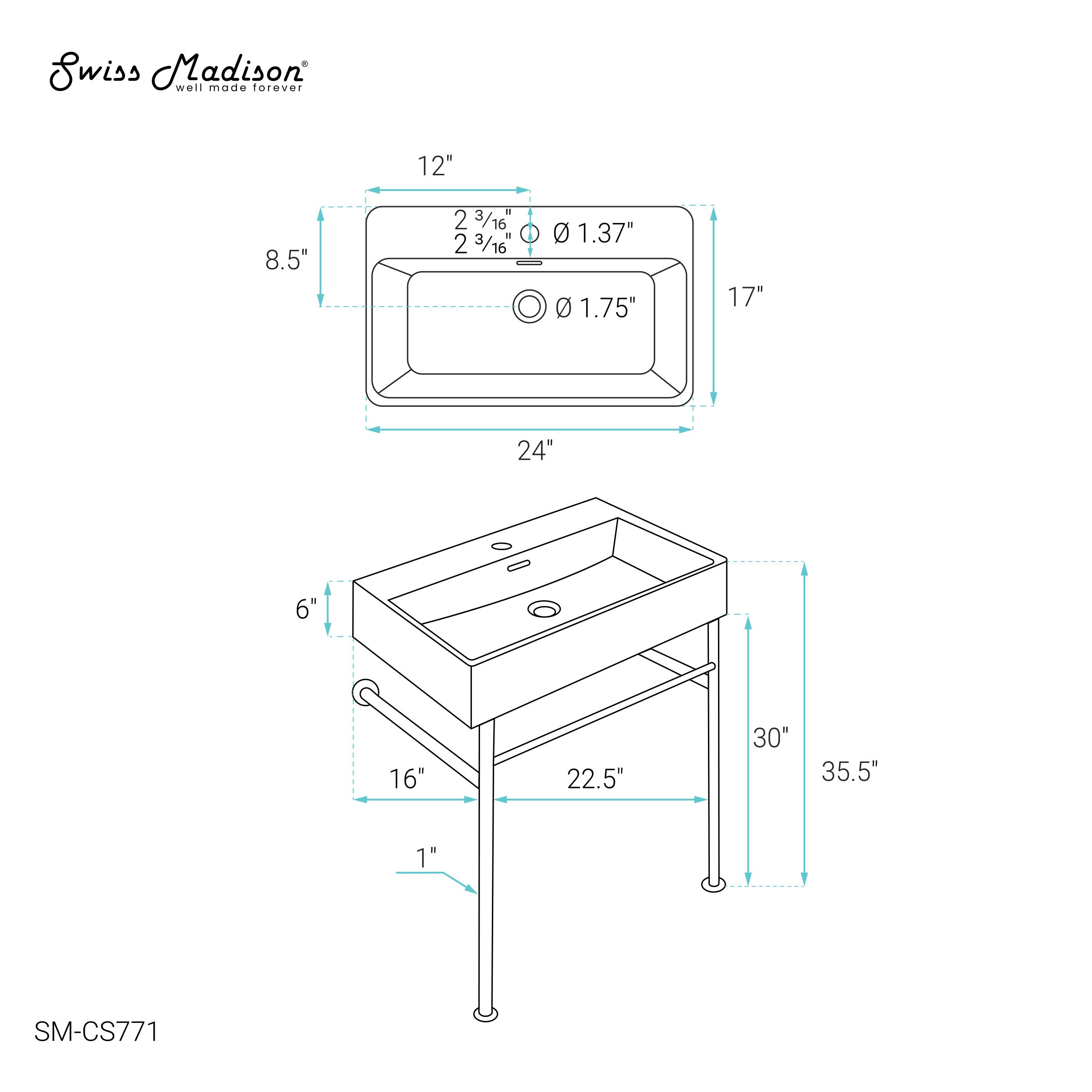 Black / White / 1-Hole