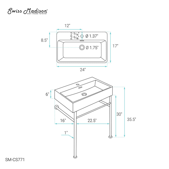 Black / White / 1-Hole