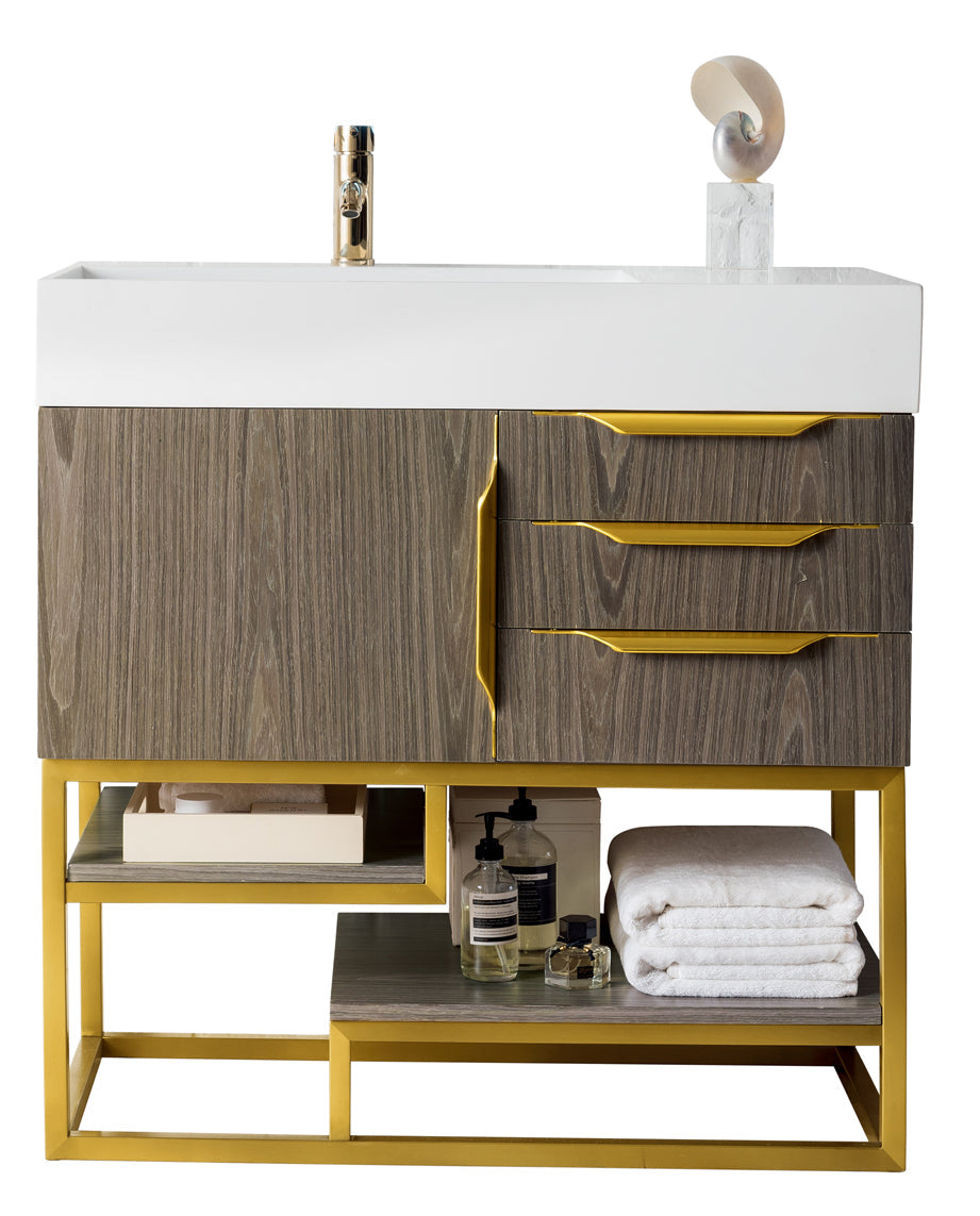 Ash Gray / Radiant Gold / Glossy White - 1 Faucet Hole
