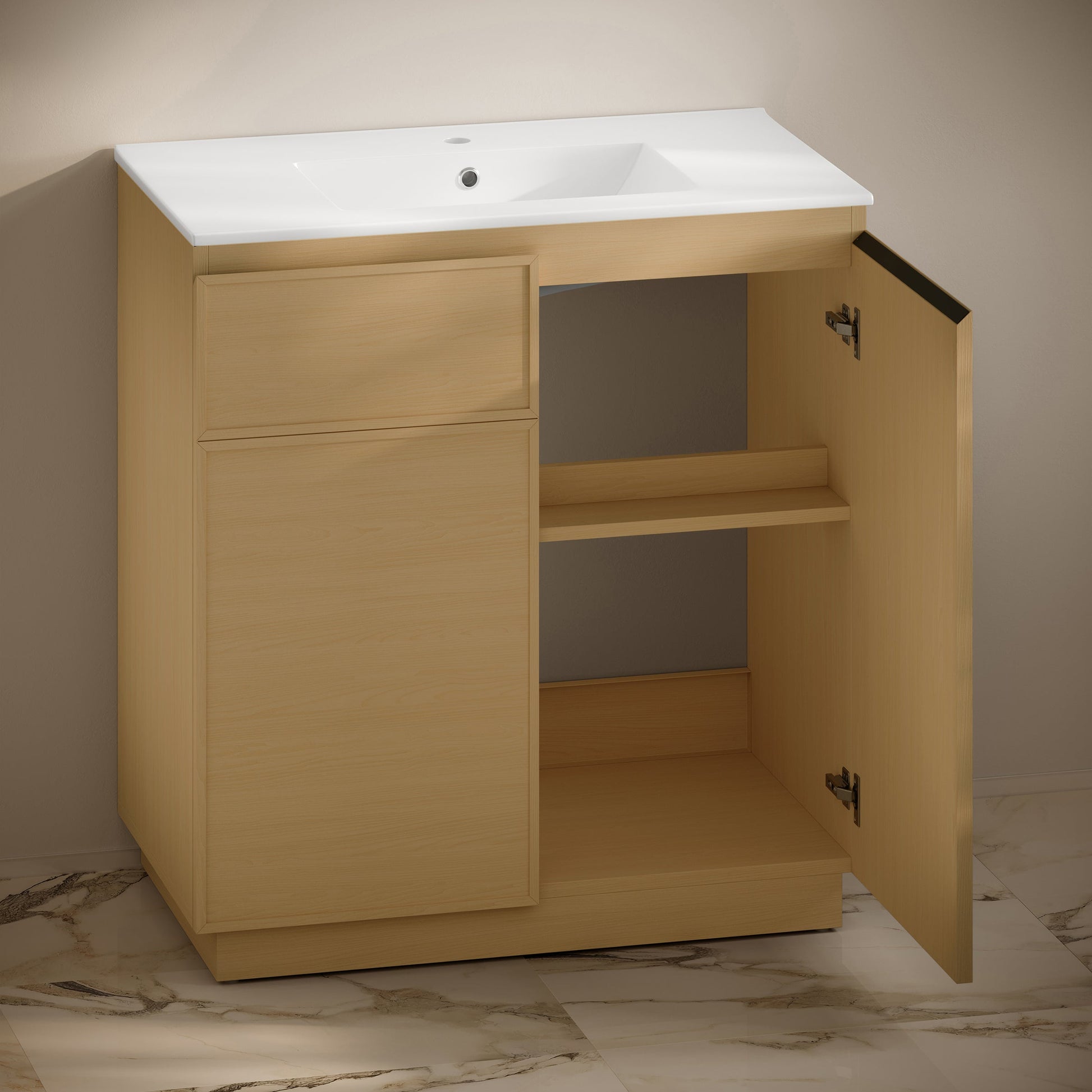 Natural Oak / White / 1-Hole