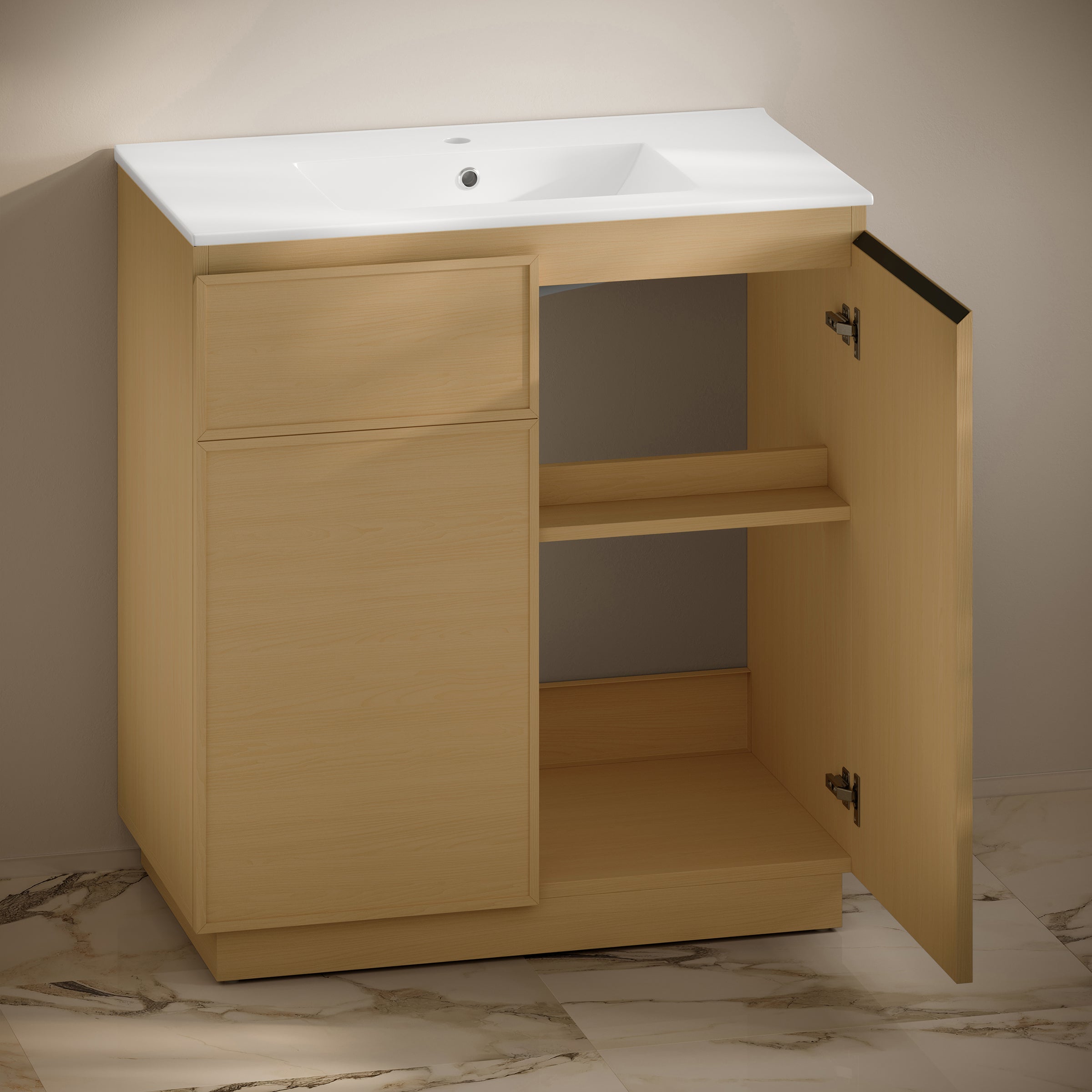 Natural Oak / White / 1-Hole