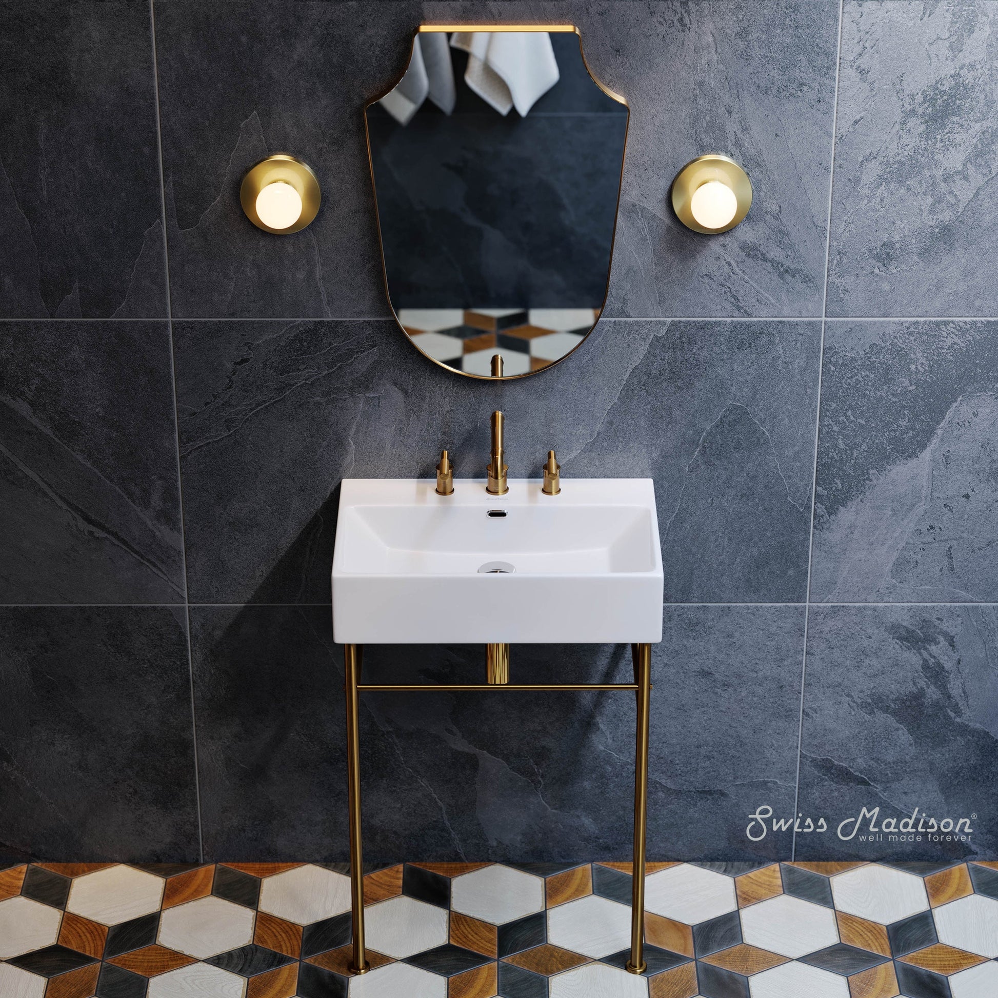 Brushed Gold / White / 3-Hole