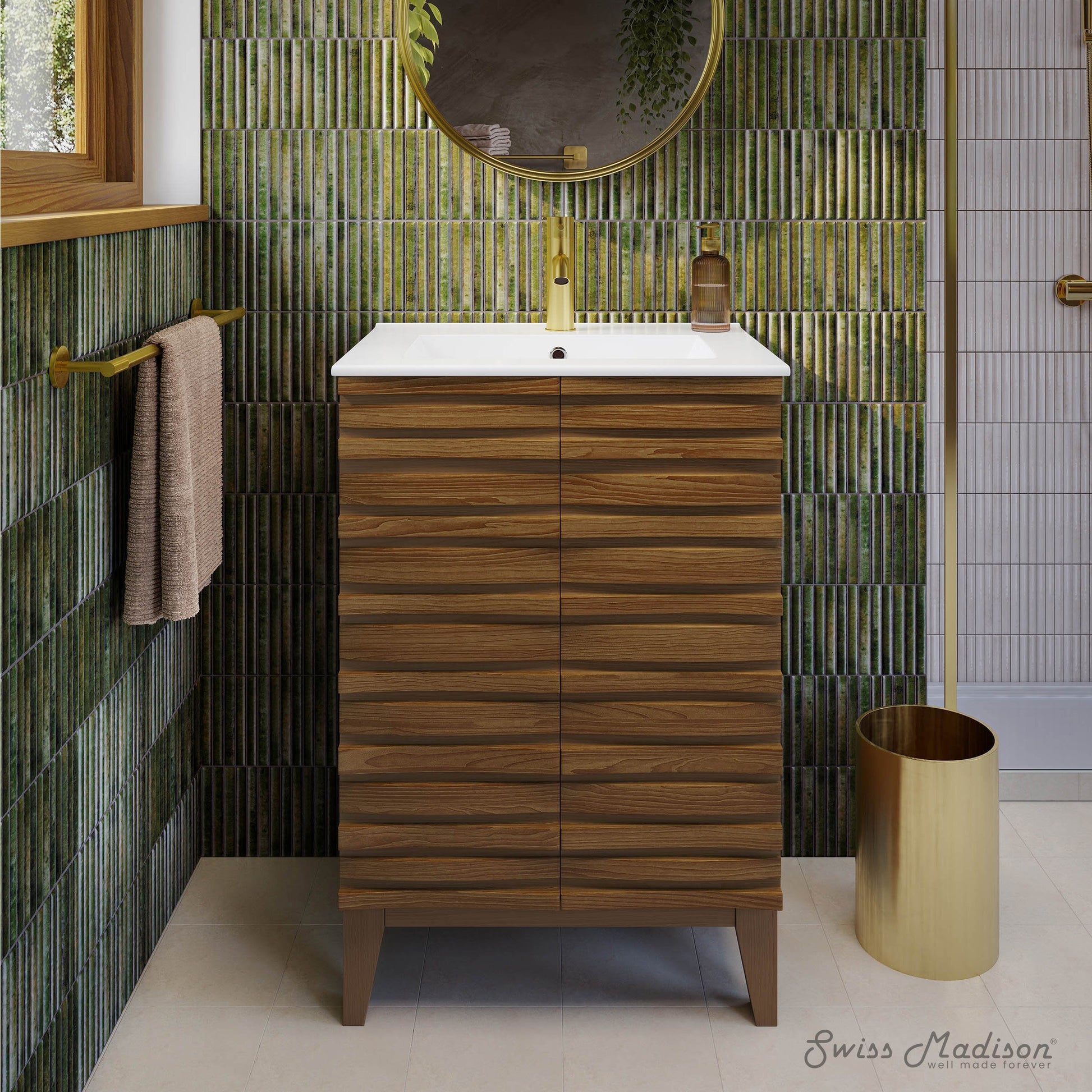 Brown Oak / White / 1-Hole