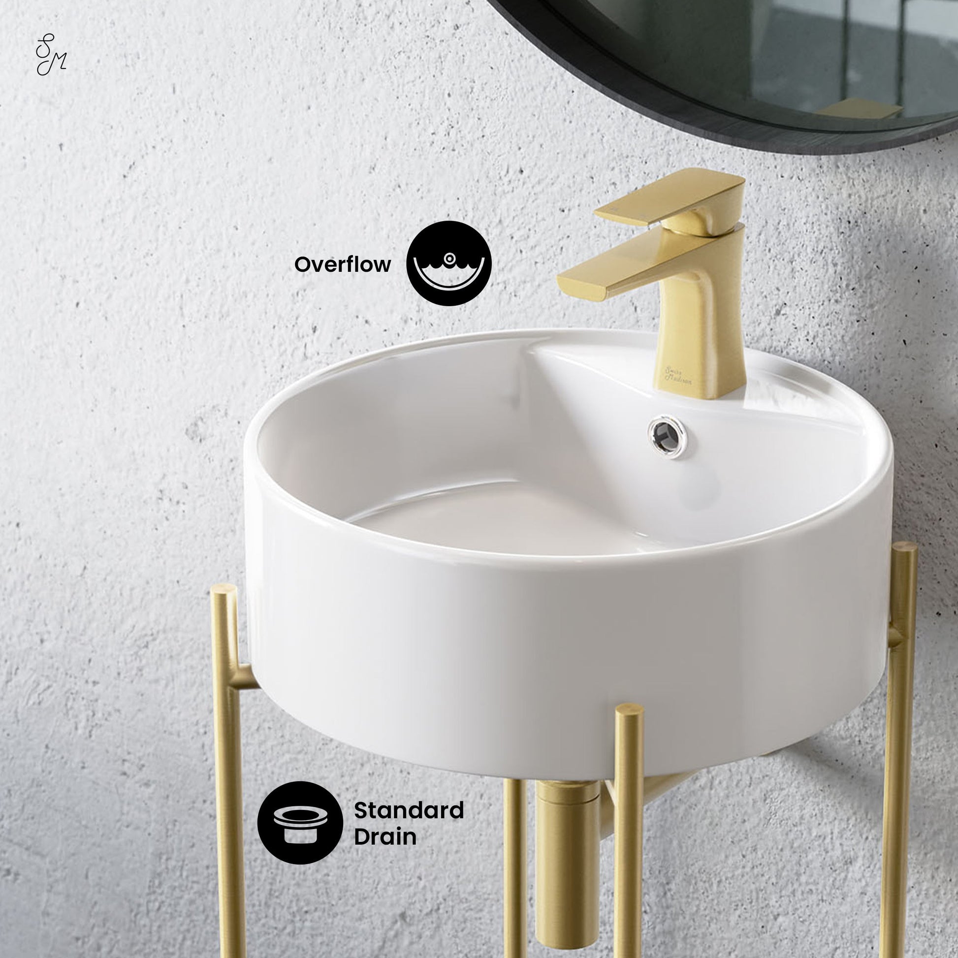 Brushed Gold / White / 1-Hole