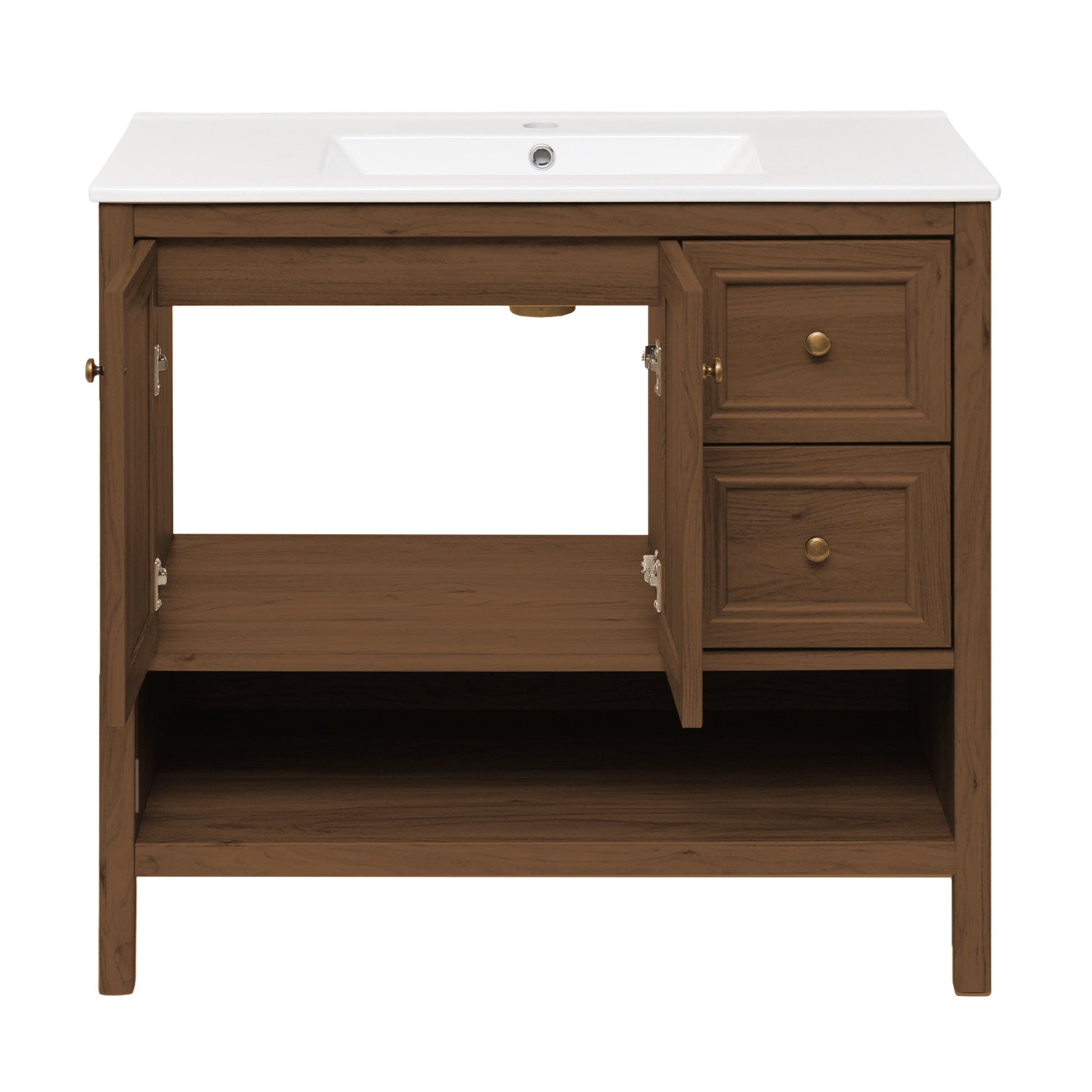 Brown Oak / White / 1-Hole