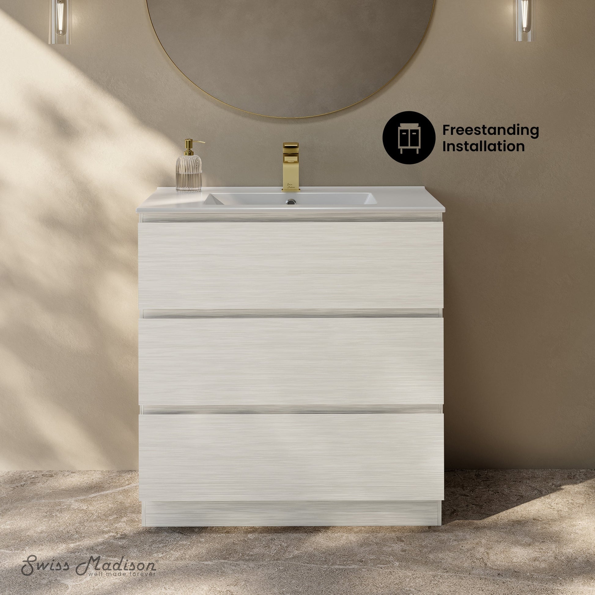 White Oak / Glossy White / 1-Hole