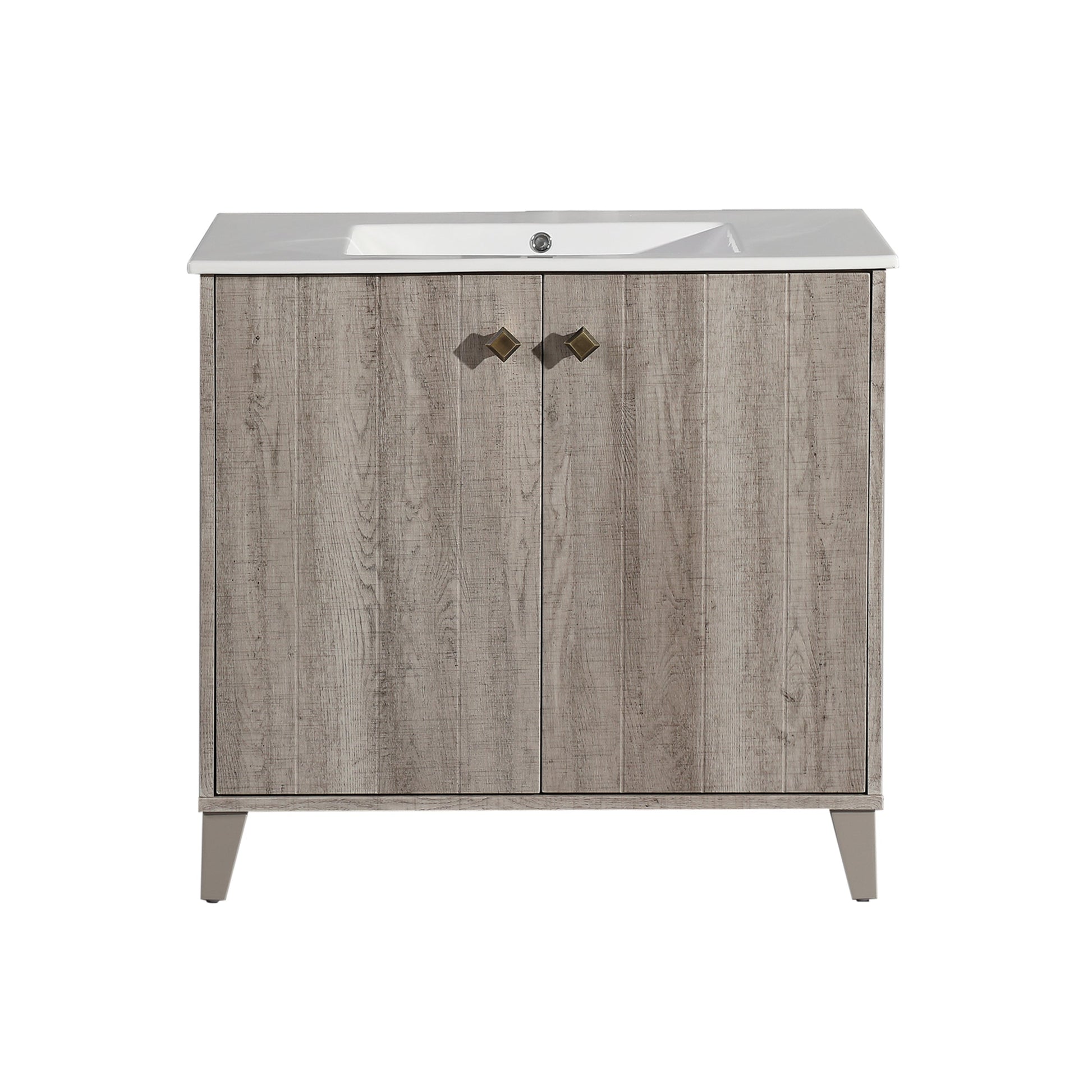 Gray Oak / White / 1-Hole