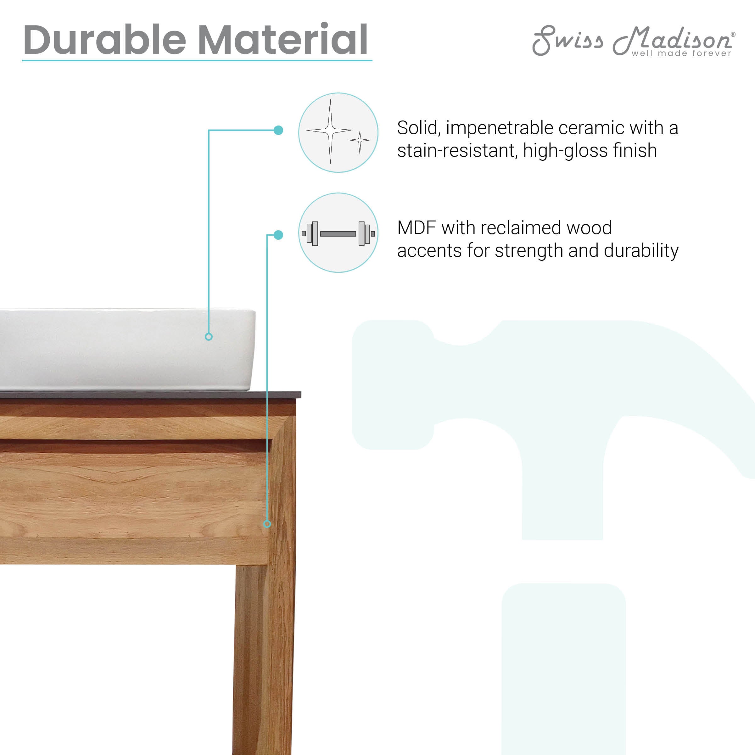 Natural Teak / White / 1-Hole