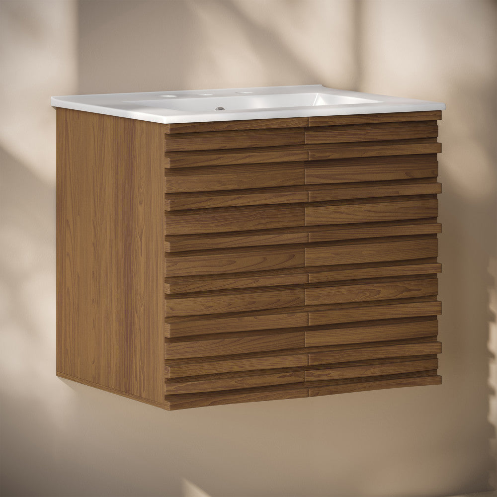 Brown Oak / White / 3-Hole Wide