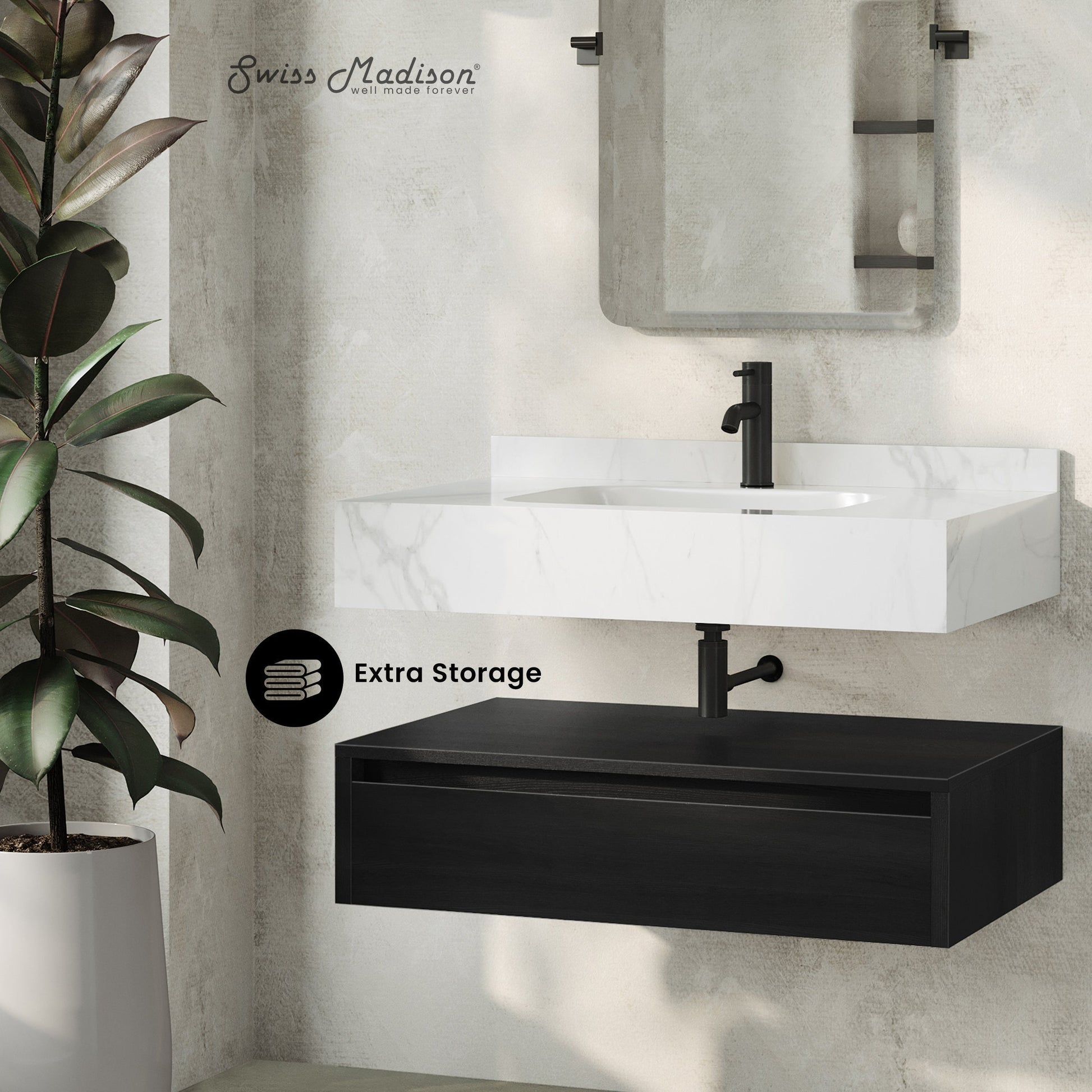 Black Oak / White Marble