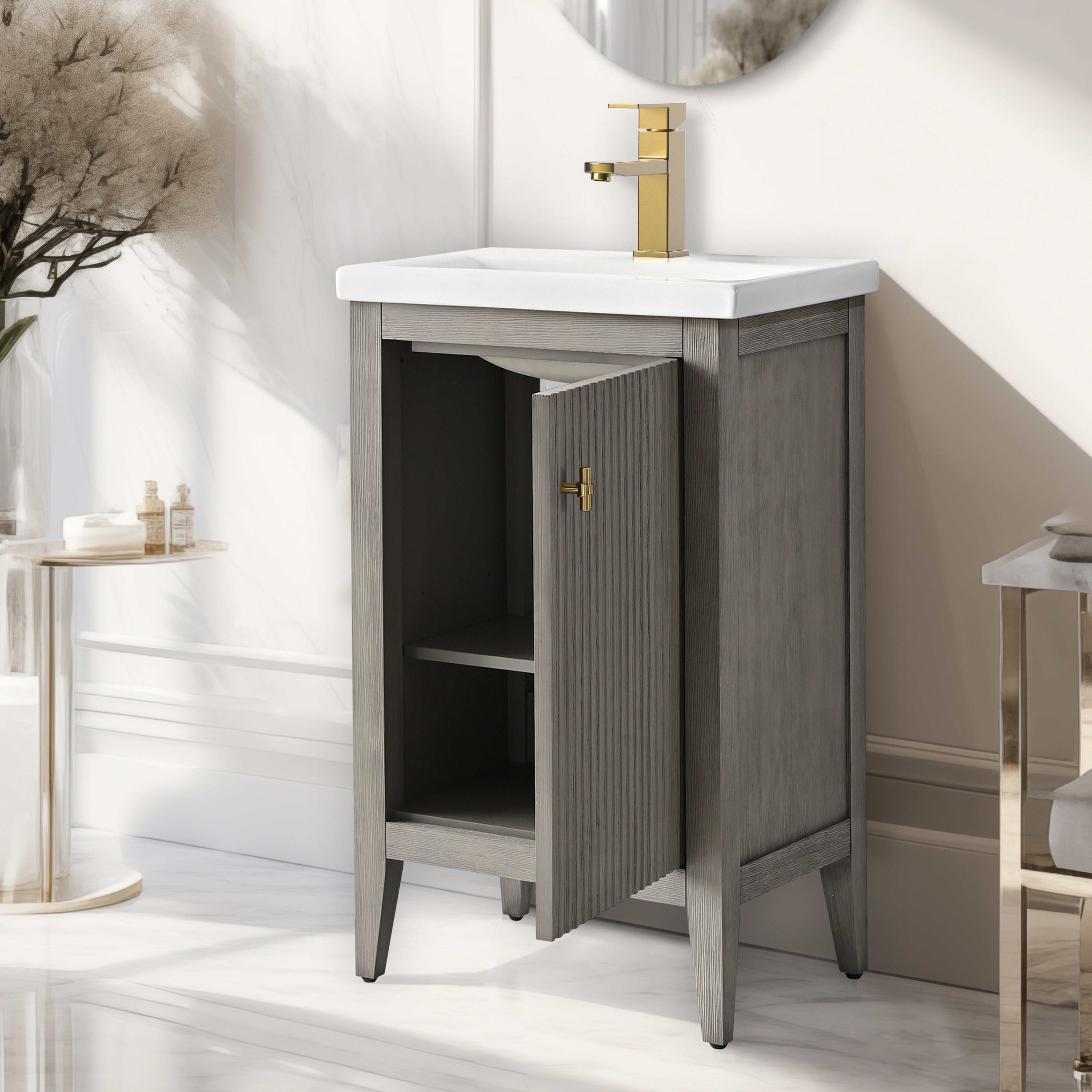 Linear Driftwood Gray / Golden Brushed