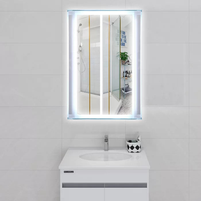 Vanity Art Cube 20" x 31" Wall-Mounted LED Bathroom Mirror with Touch Sensor