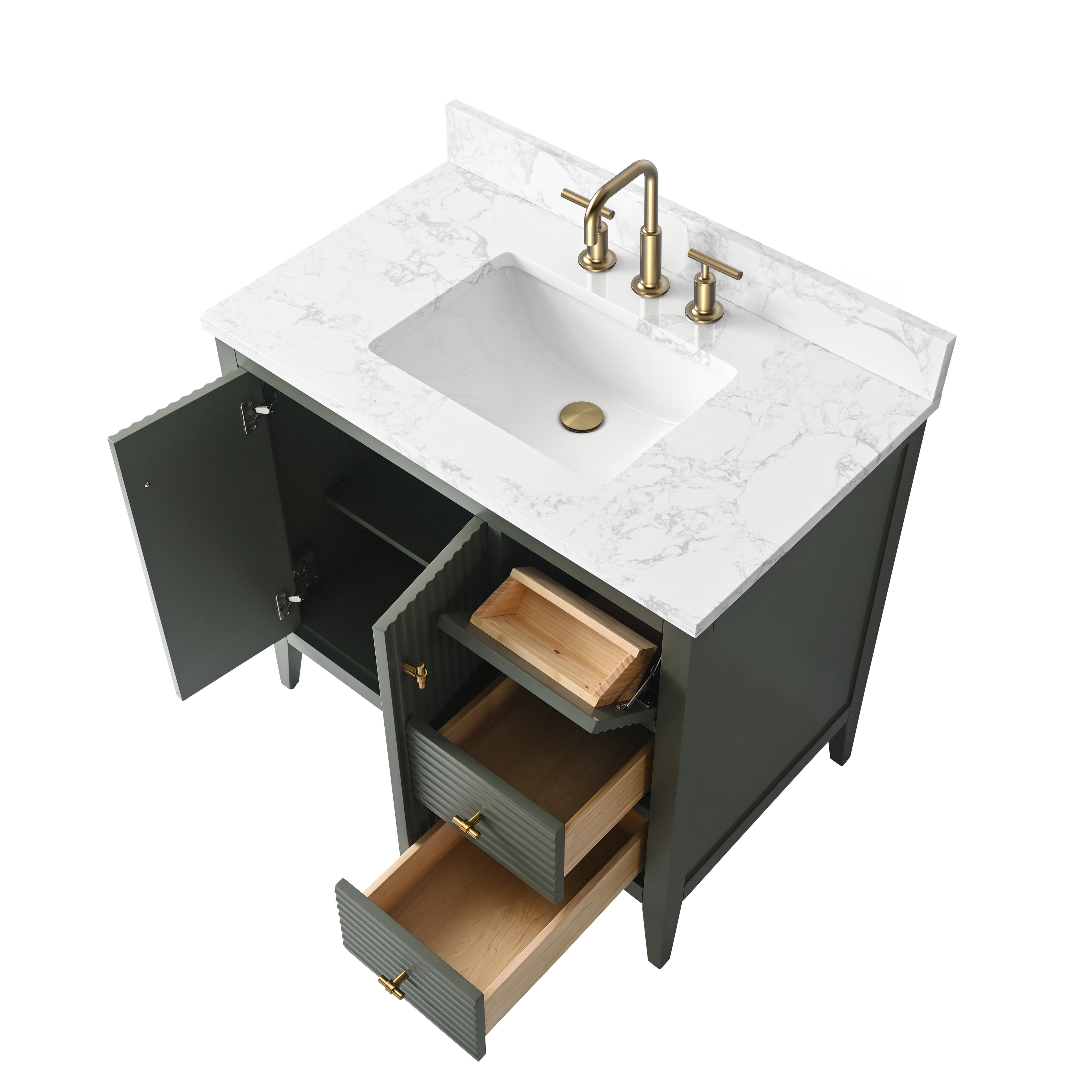 Linear Vintage Green / Golden Brushed