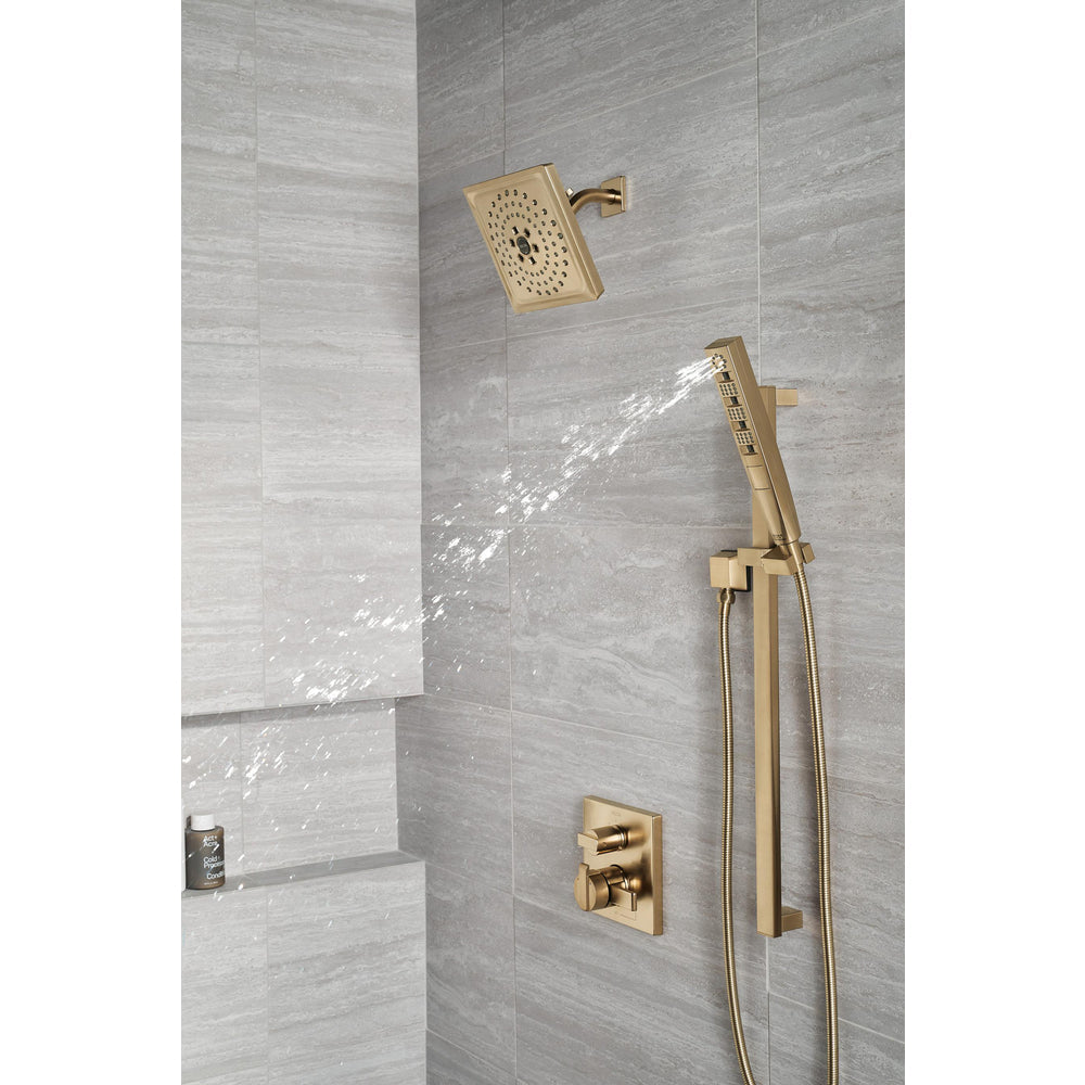 Delta Universal Showering H2Okinetic 3-Setting Raincan Shower Head in Lumicoat
