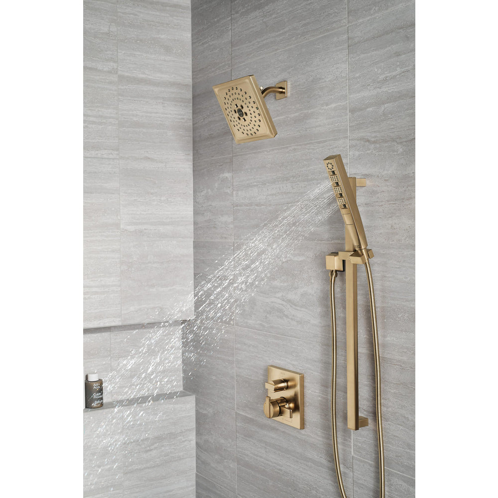 Delta Universal Showering H2Okinetic 3-Setting Raincan Shower Head in Lumicoat