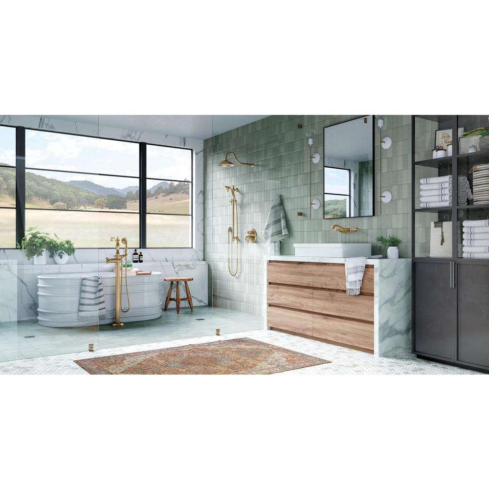 Delta Cassidy Single Handle Floor Mount Tub Filler Trim with Hand Shower Less Handle