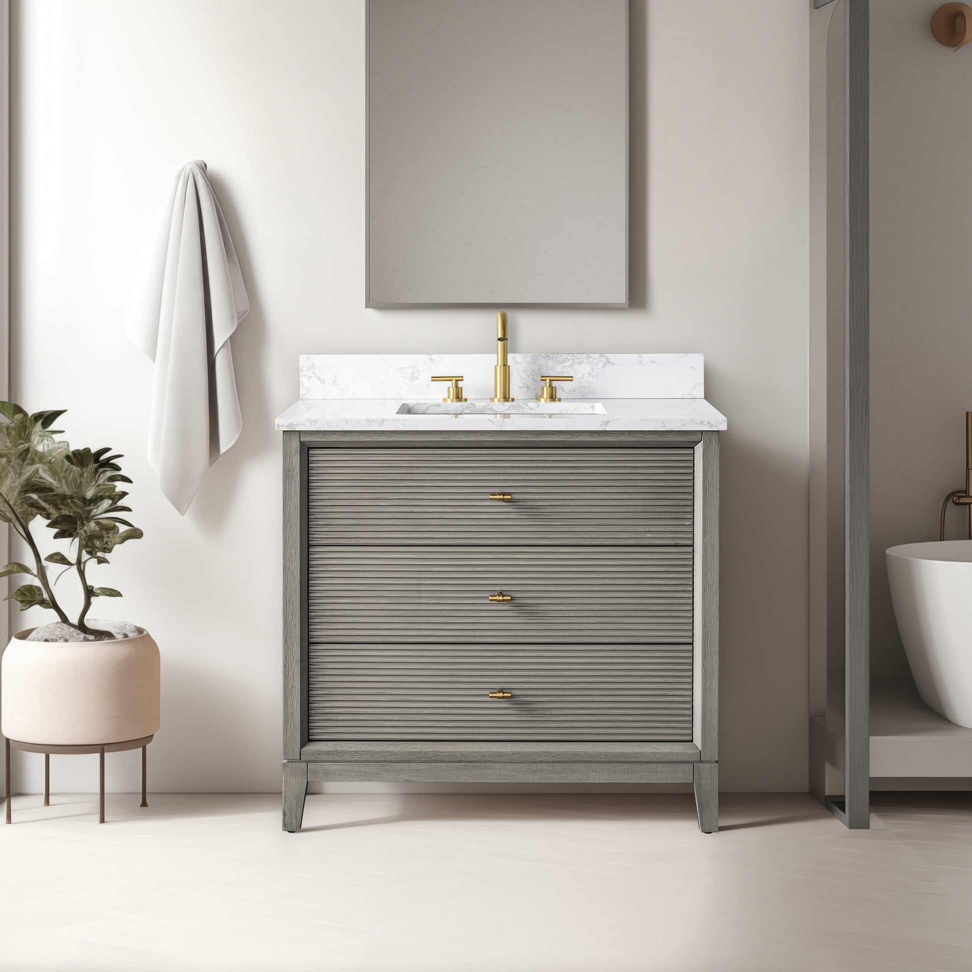 Linear Driftwood Gray / Golden Brushed