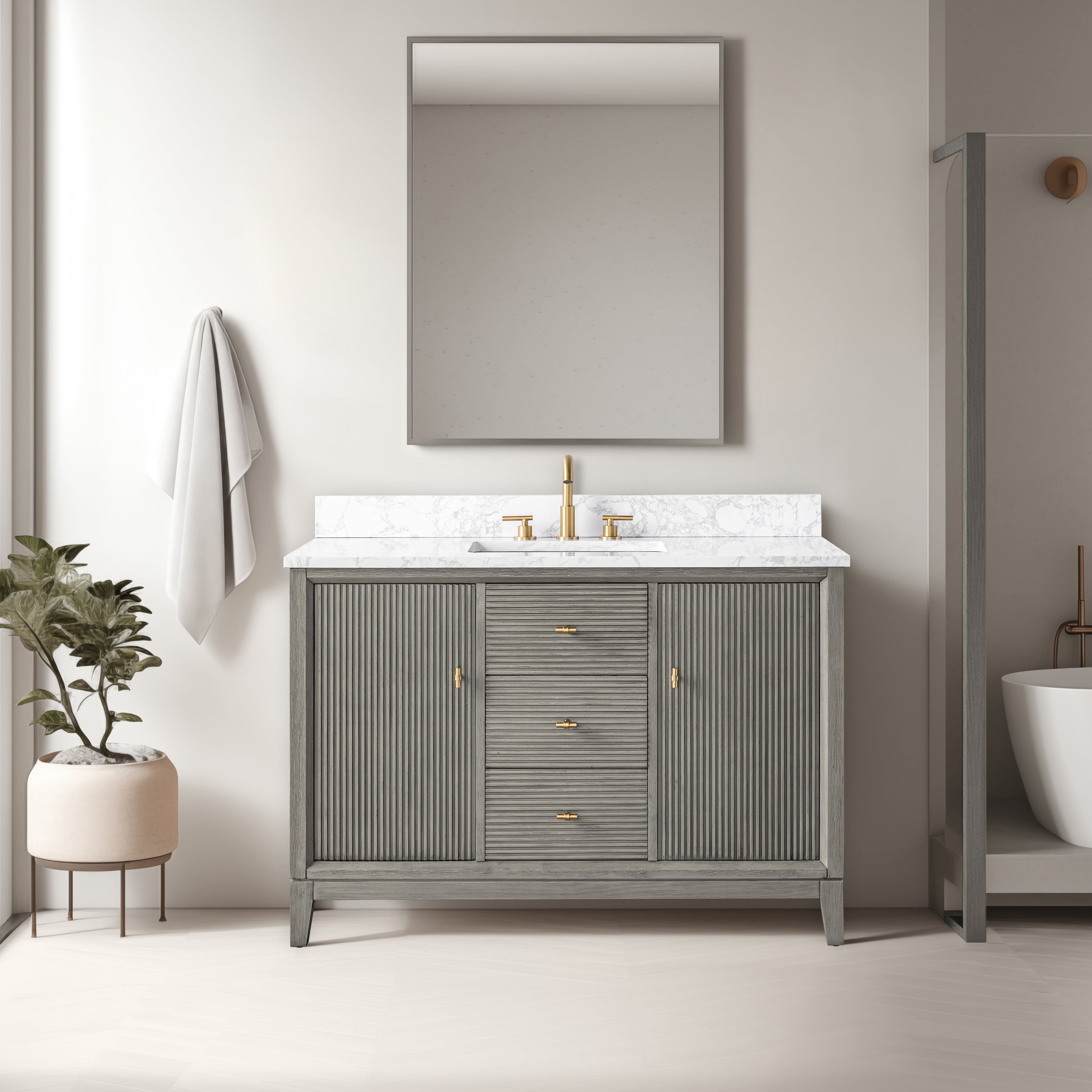 Linear Driftwood Gray / Golden Brushed