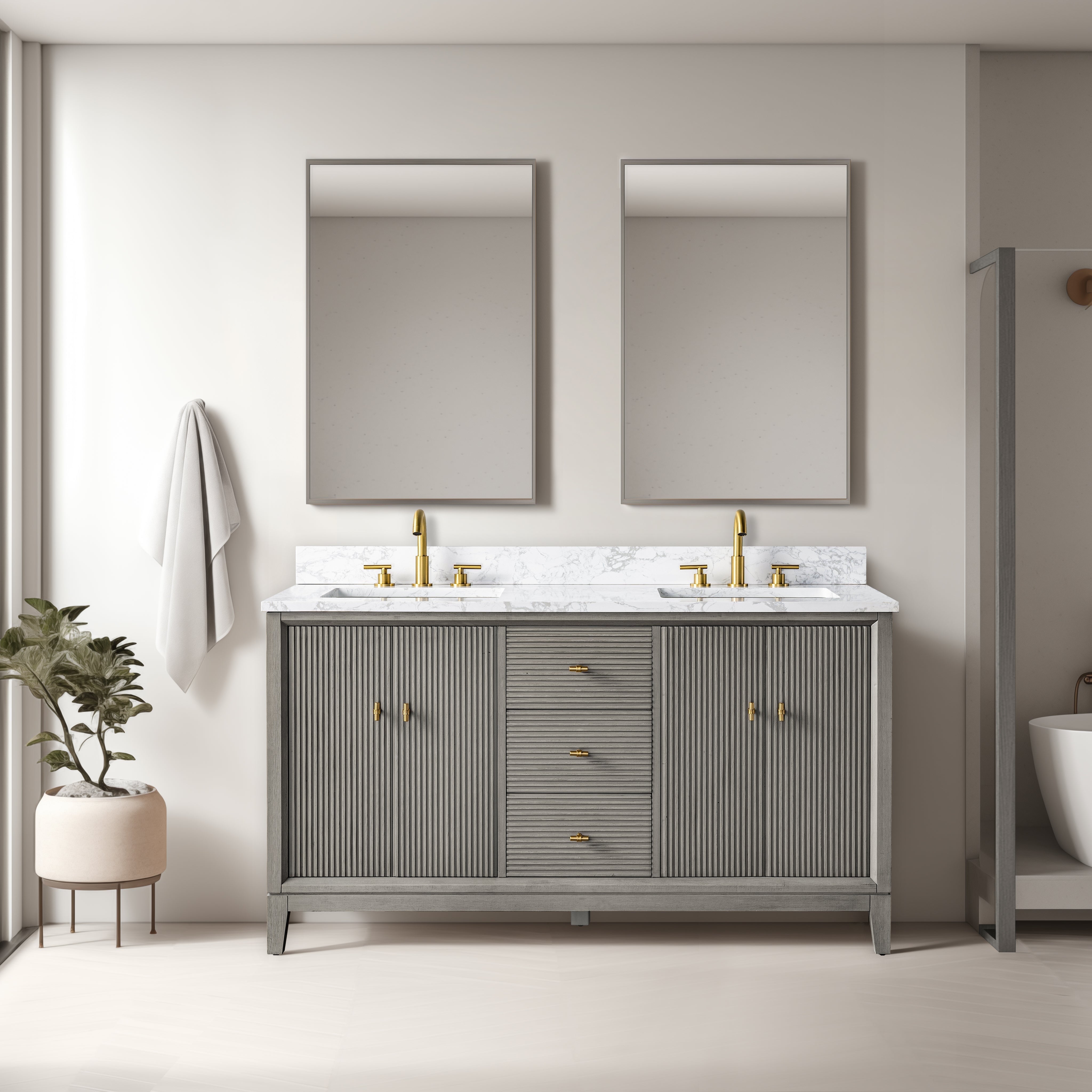 Linear Driftwood Gray / Golden Brushed