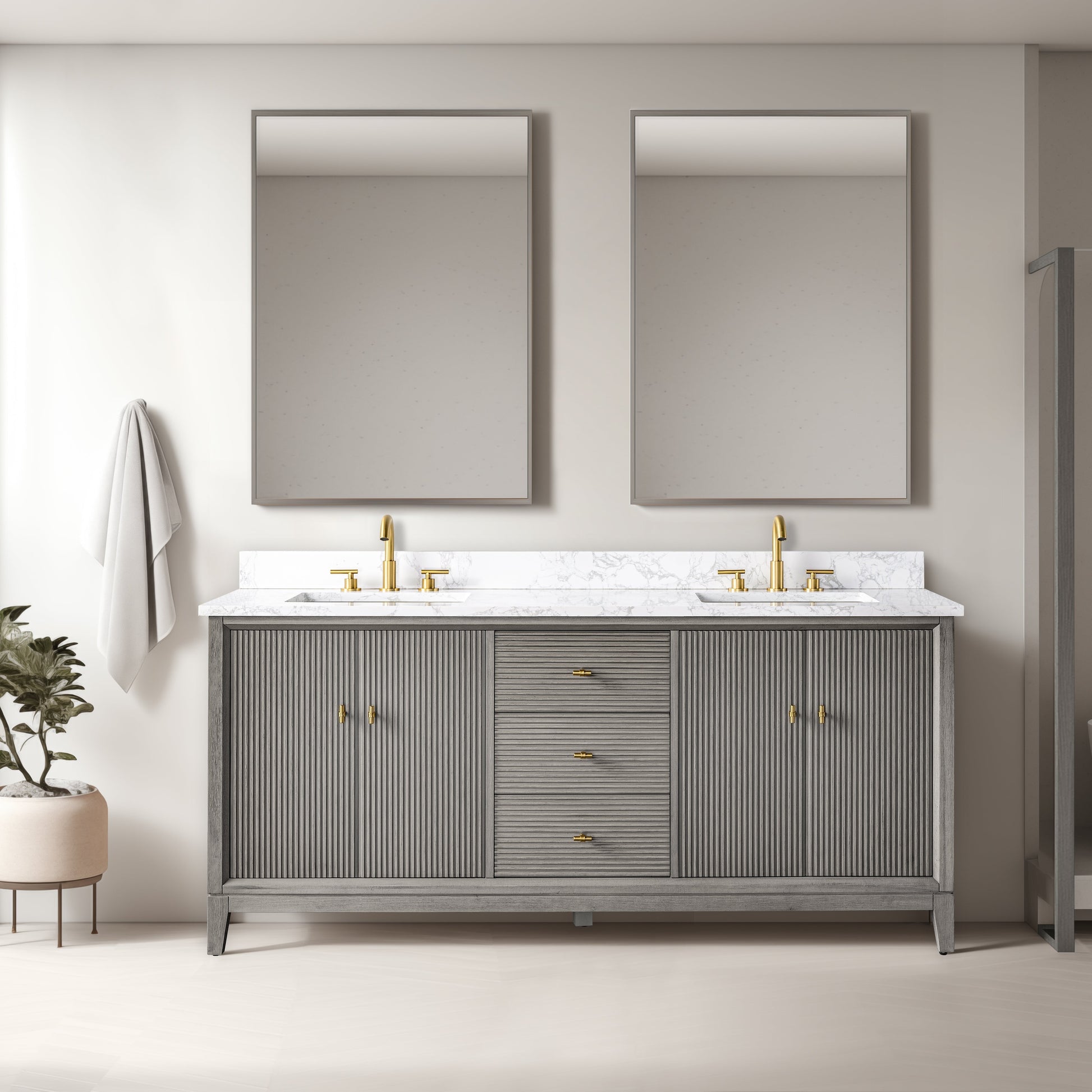 Linear Driftwood Gray / Golden Brushed