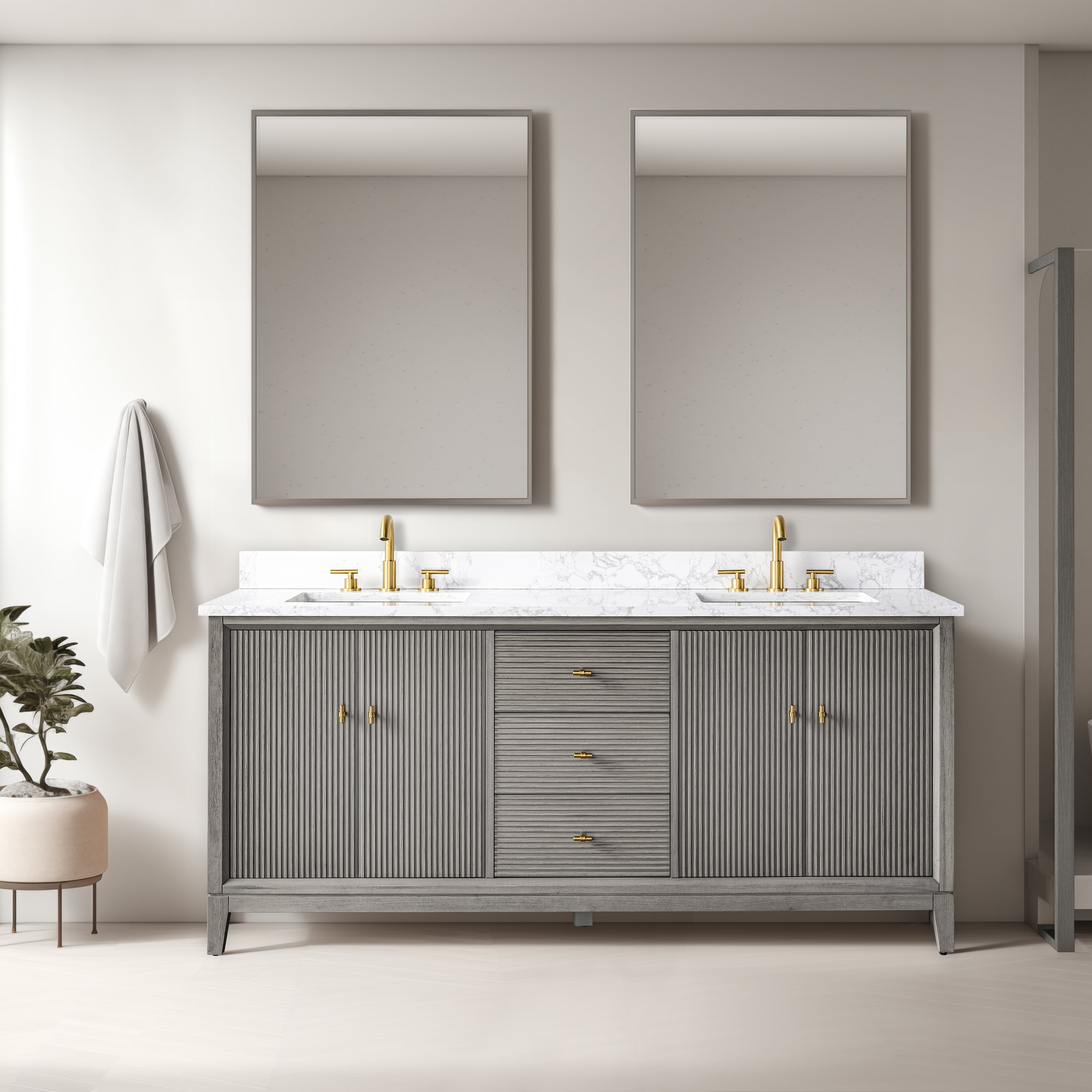 Linear Driftwood Gray / Golden Brushed