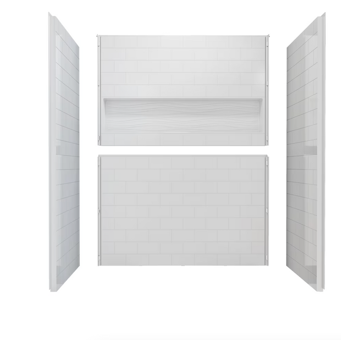 Vanity Art Kaelen 60" 4-Piece Direct-to-Stud Alcove Shower Wall Set Kit in White