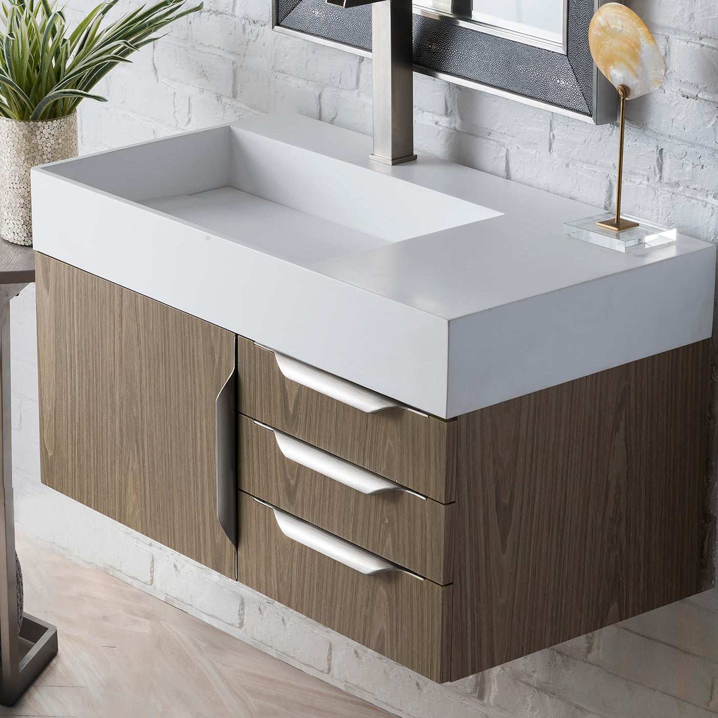 Ash Gray / Brushed Nickel / Glossy White - 1 Faucet Hole
